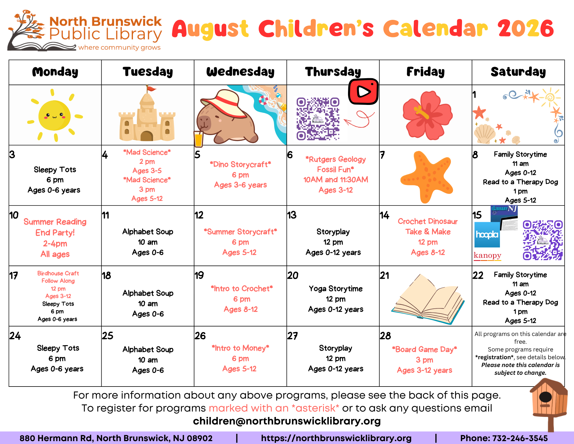 August Children's Calendar 2026