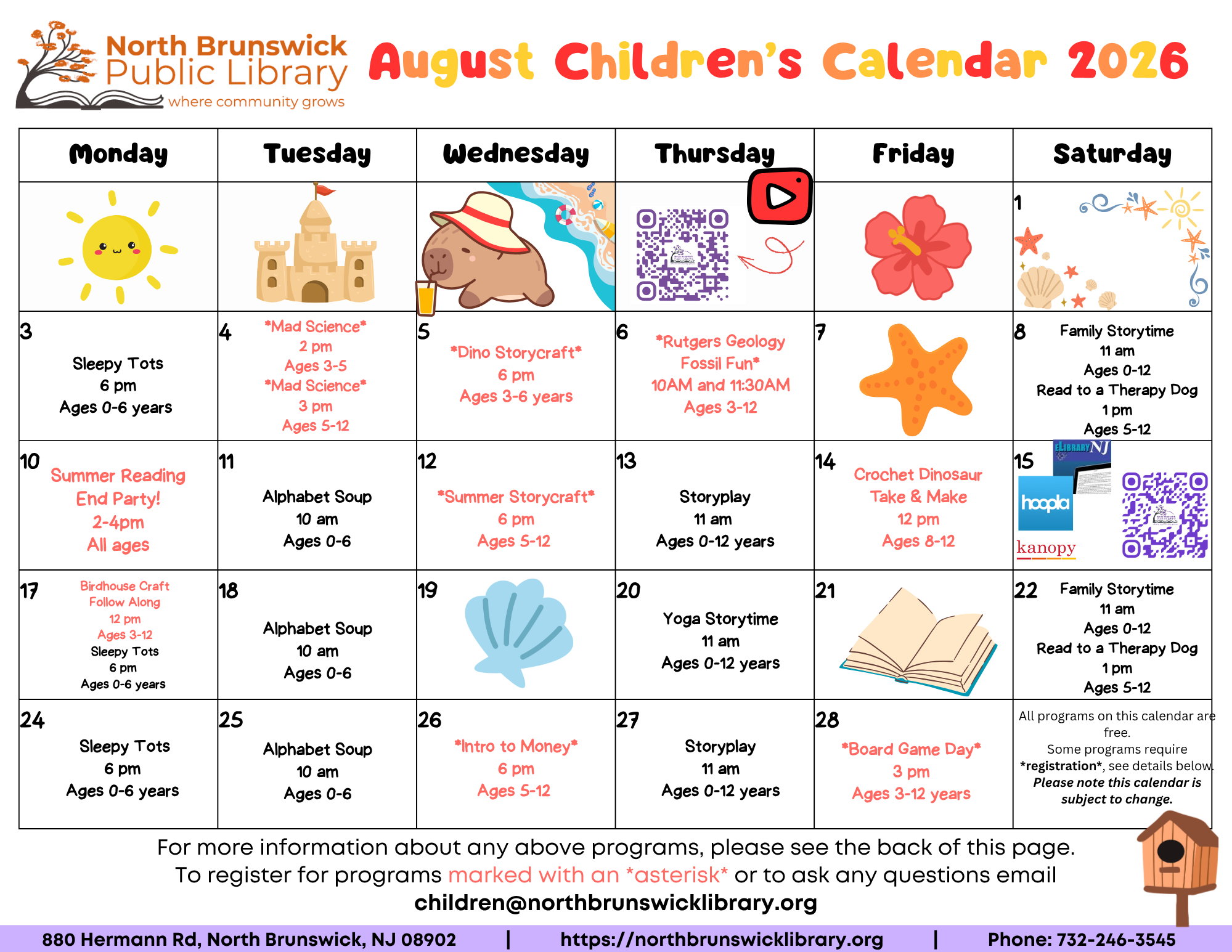 August Children's Calendar 2026