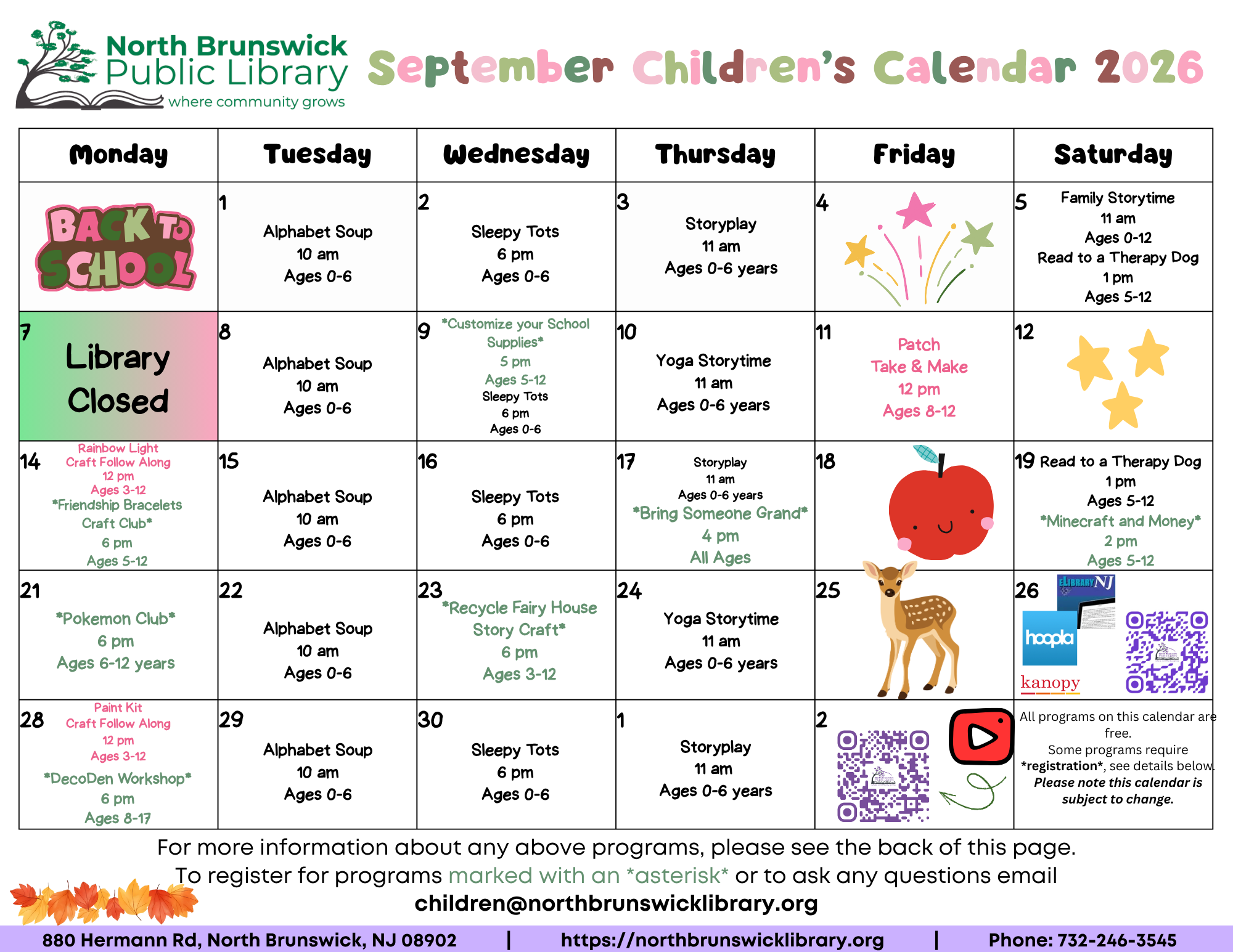 September Children's Calendar 2026