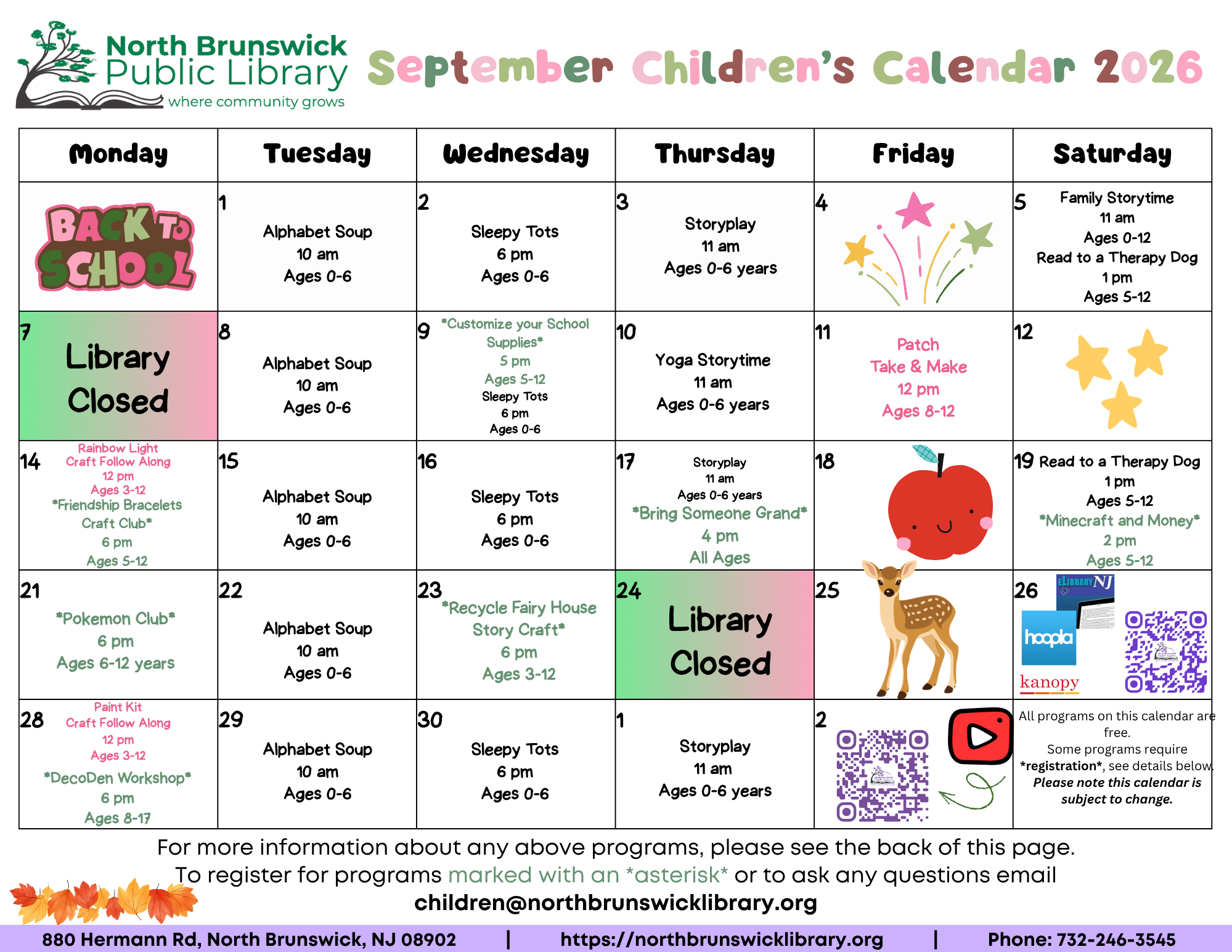 September Children's Calendar 2026