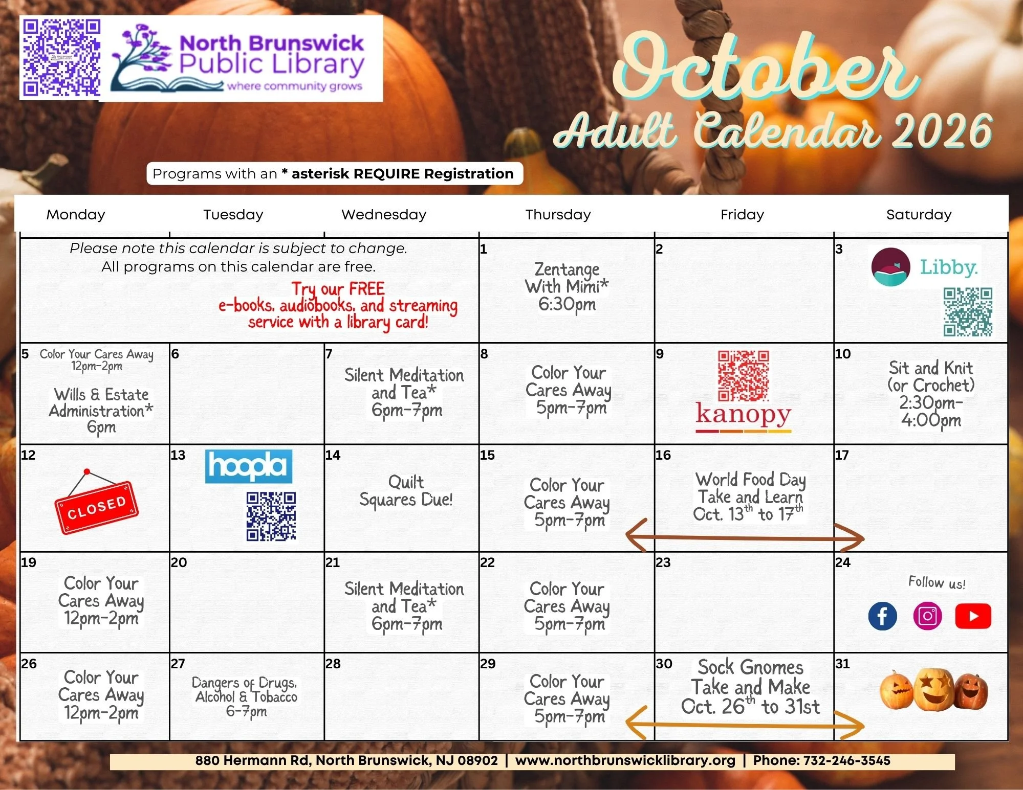 October Adult Calendar 2026