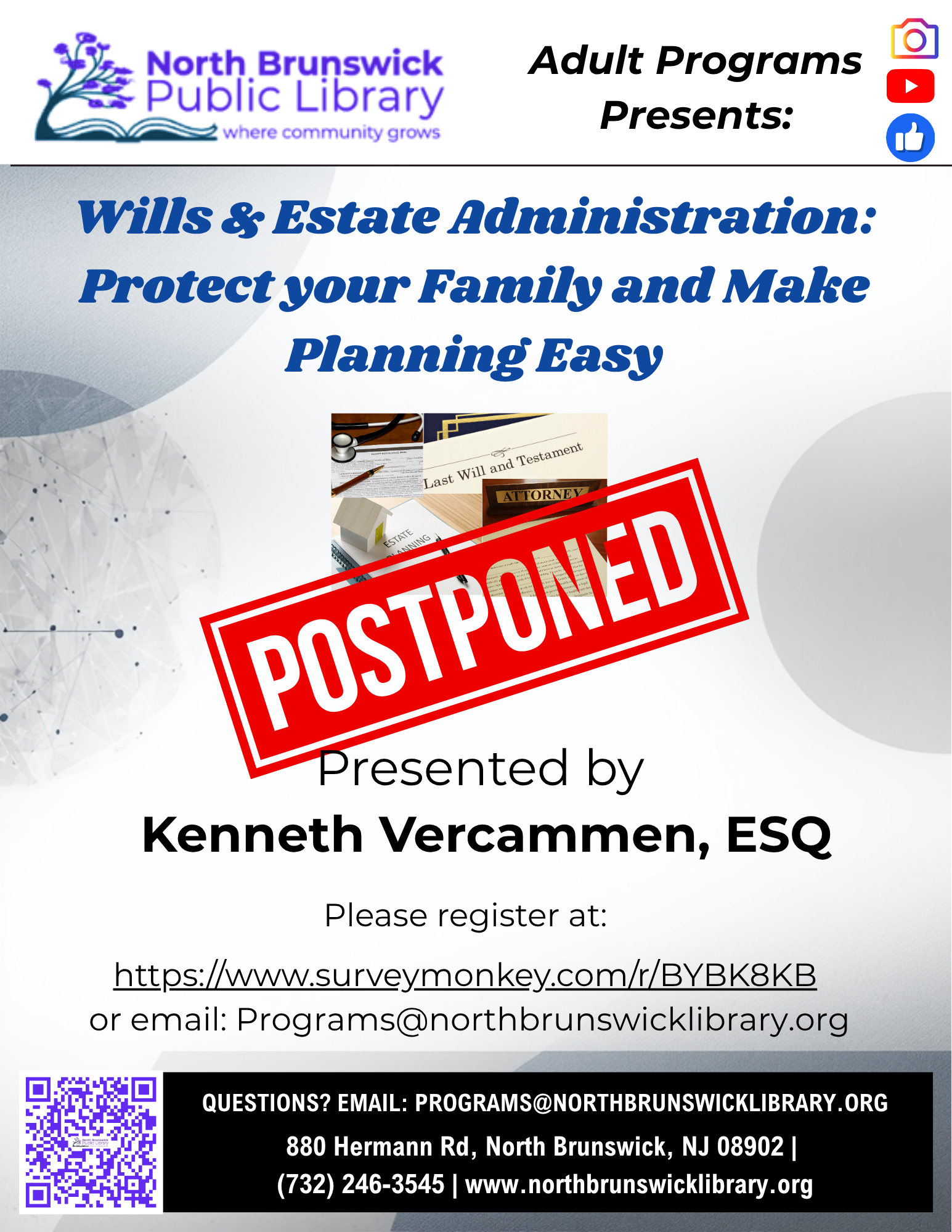 POSTPONED (Wills &amp; Estate Administration)
