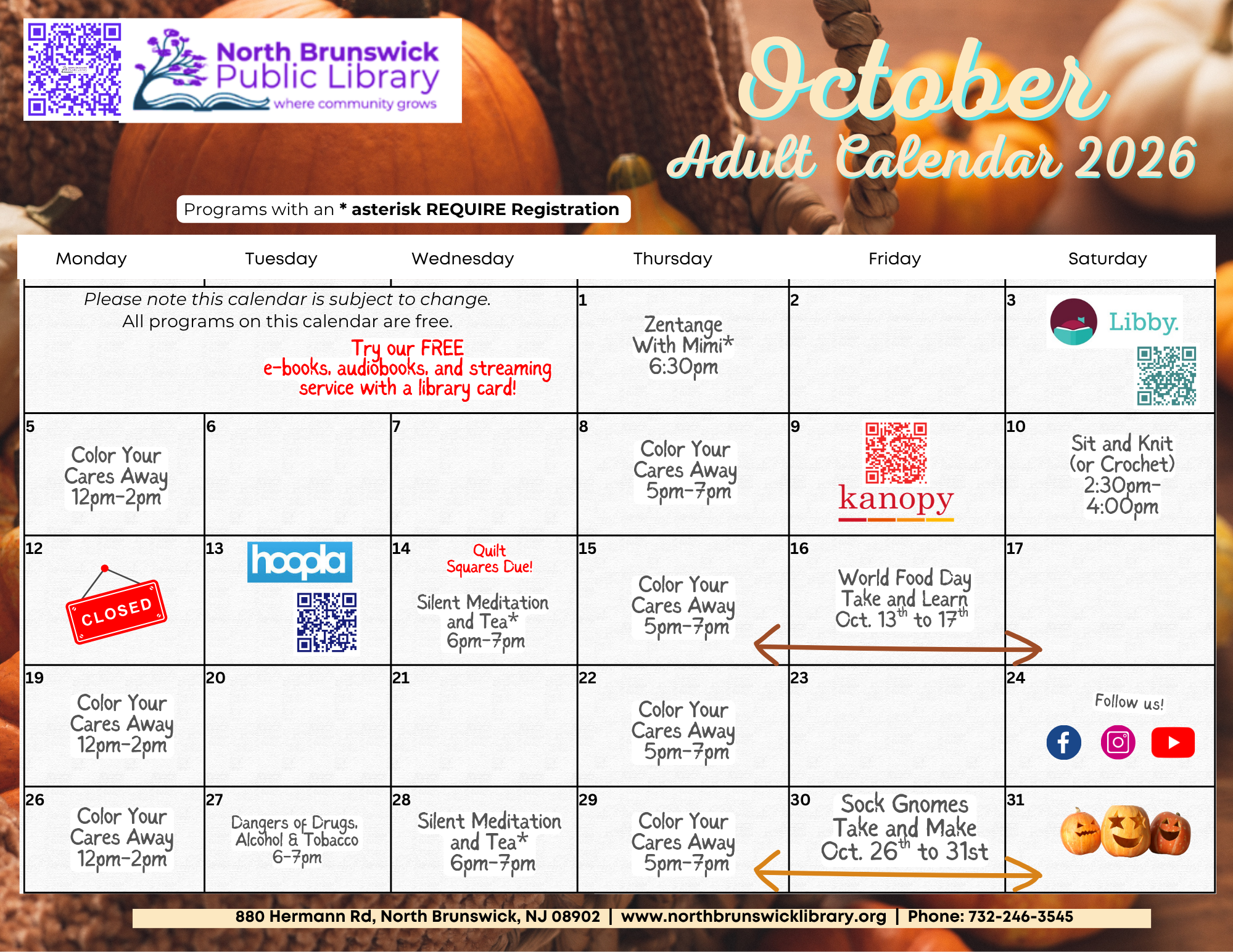 October Adult Calendar 2026