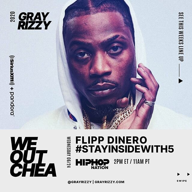 Yoooooo!!!!⁠⠀
⁠⠀
My family @FlippDinero stoppin thru with his #STAYINSIDEWITH5 playlist on my show next at 2p ET / 11a PT on @HipHopNation! Tune in on @SIRIUSXM Ch44!!!⁠⠀
⁠⠀
AND HE GOT NEW MUSIC ON THE WAYYYYY! 🔥🔥🔥⁠⠀
⁠⠀
#WEOUTCHEA #GUALAA #BROOKLY