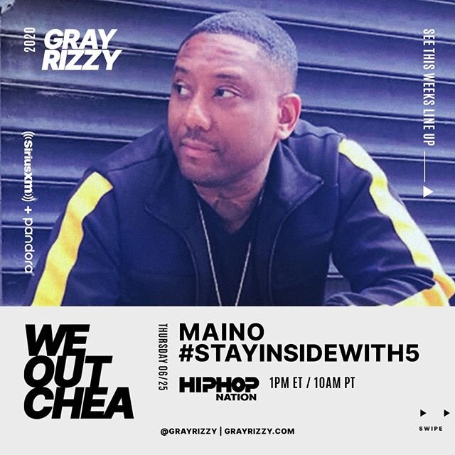 🗣Brooookkkklllyyynnnnnn!⁠ ⁠
#WEOUTCHEA with my guy @mainohustlehard who&rsquo;s pullin up Fri 6.26 at 9p ET / 6p PT with his #StayInsideWith5 playlist! Check it out on @hiphopnation @siriusxm Ch44!⁠
⁠
DEAD BENJI'S, BLUE FACES feat @lyrivelli out NOW