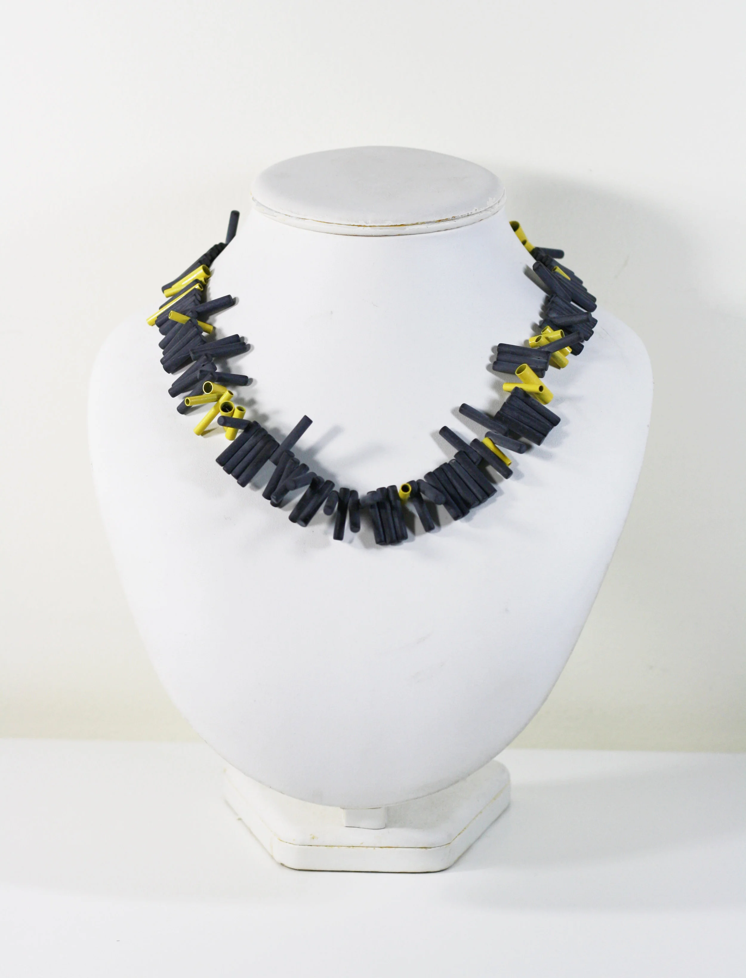 Yellow and Onyx Bar Necklace