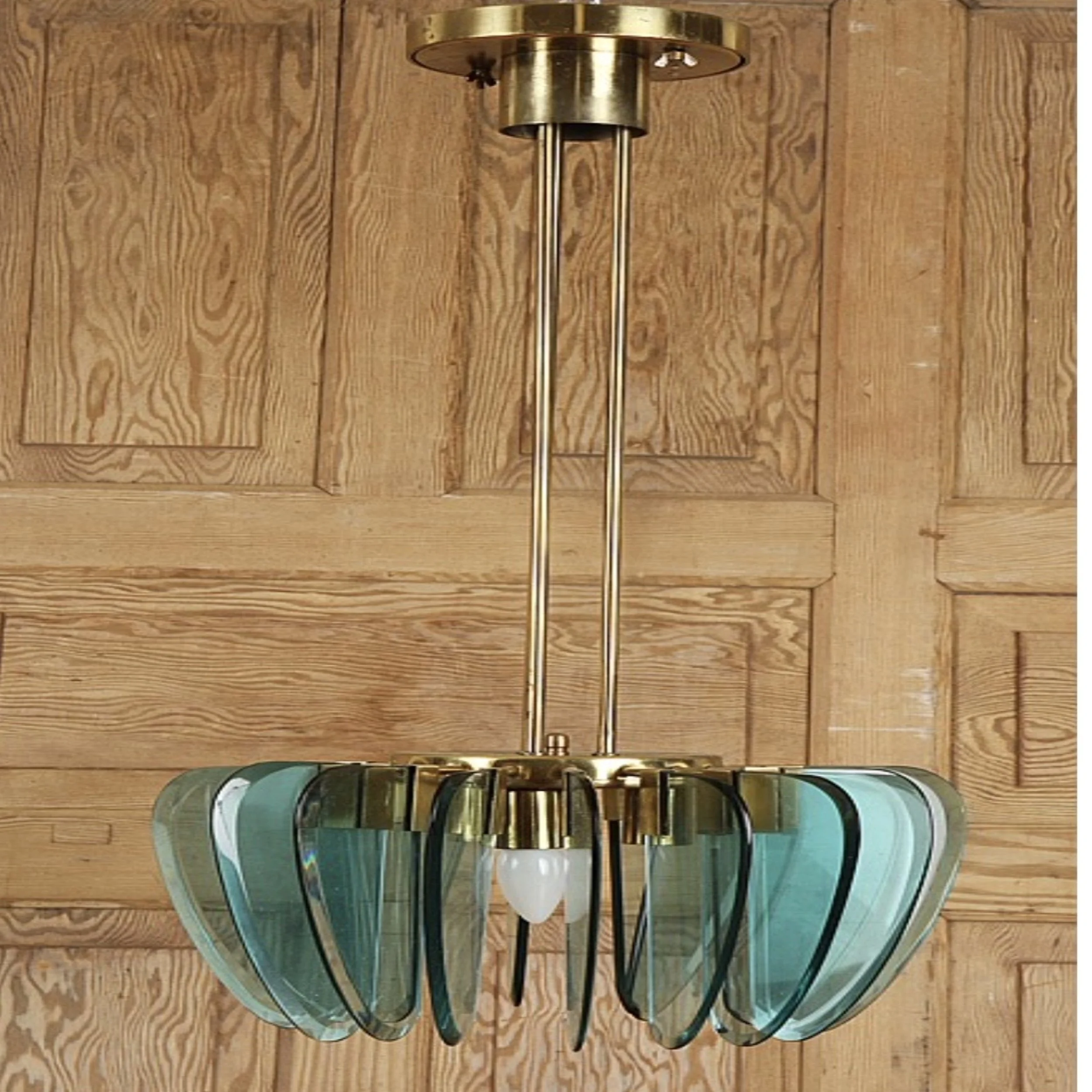 Vintage Italian Grass & Glass Chandelier