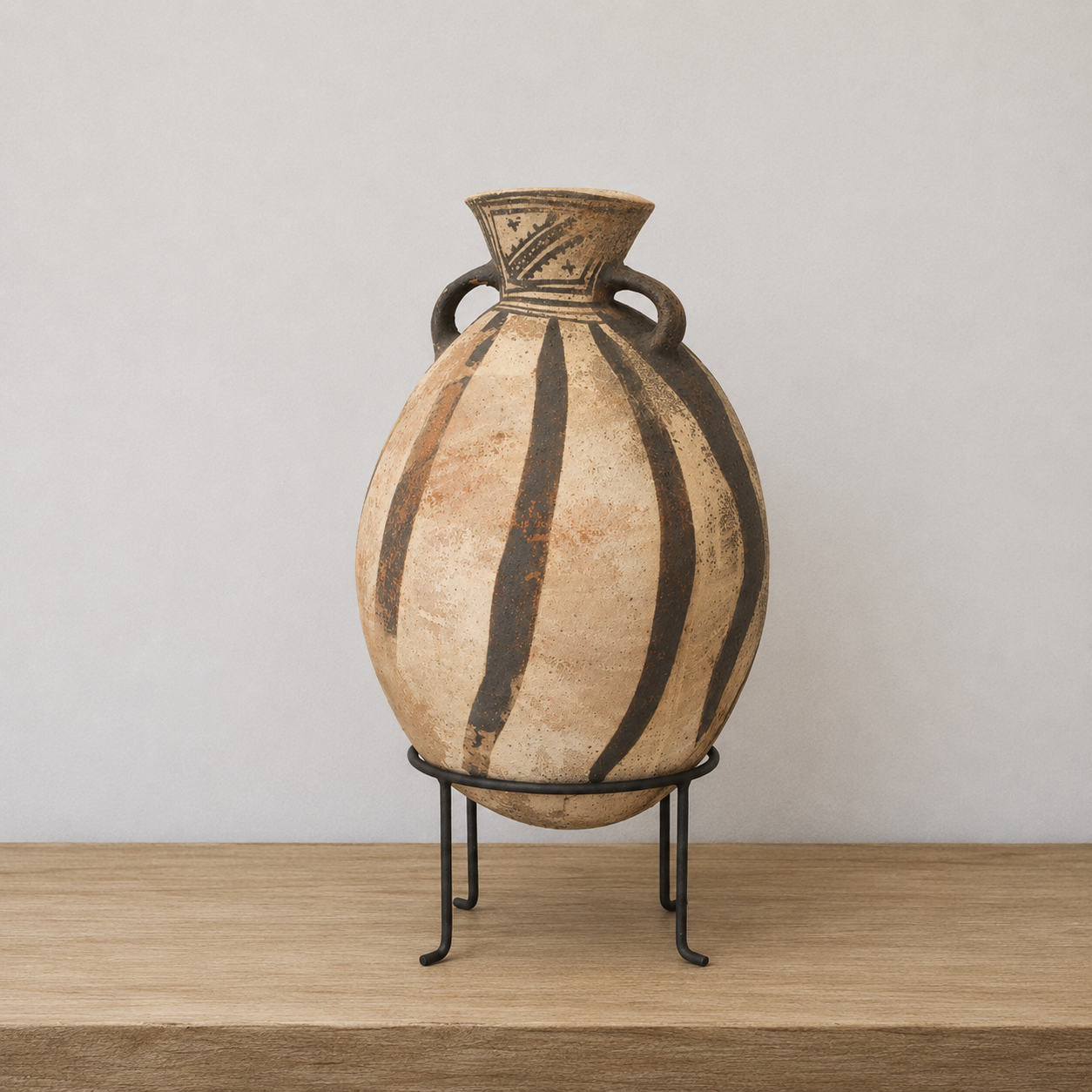 Primitive Ceramic with Iron Stand