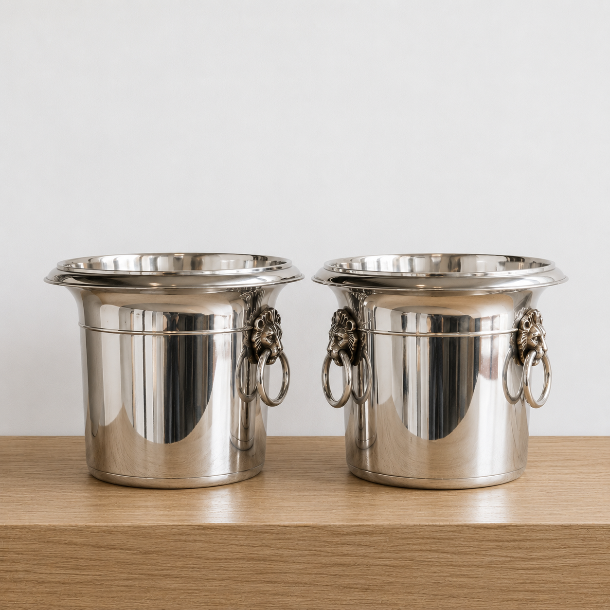 Sheffield Plated Ice Bucket with Lion Heads