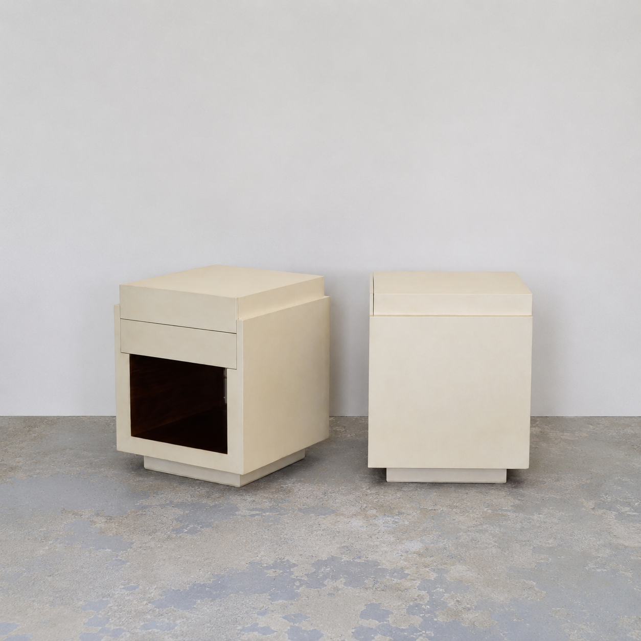 Parchment Over Mahogany Bedside Tables