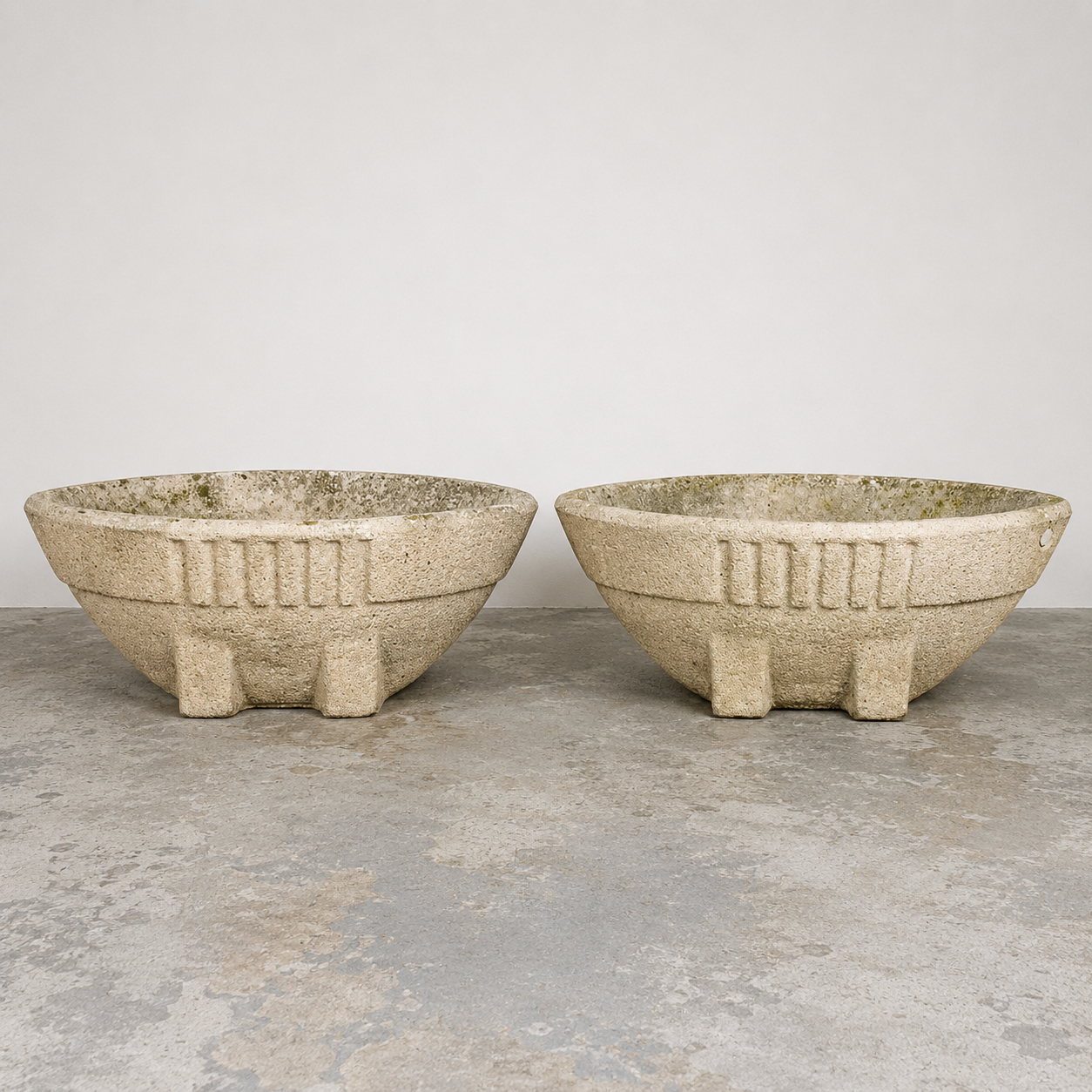 Pair of French 1930s Cast Stone Planters