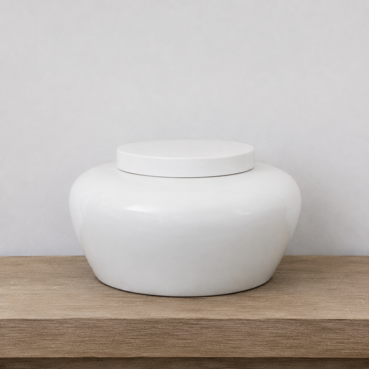 Large Contemporary Bo-Jia White Glazed Porcelain Jar & Cover