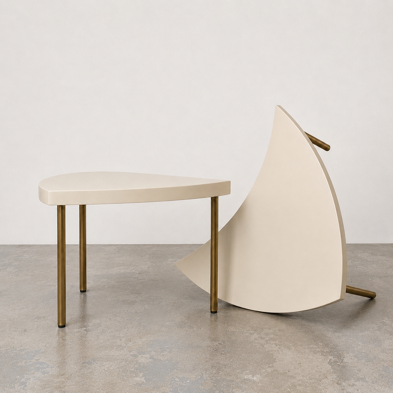 AT Custom Lacquer and Brass Half Moon Table