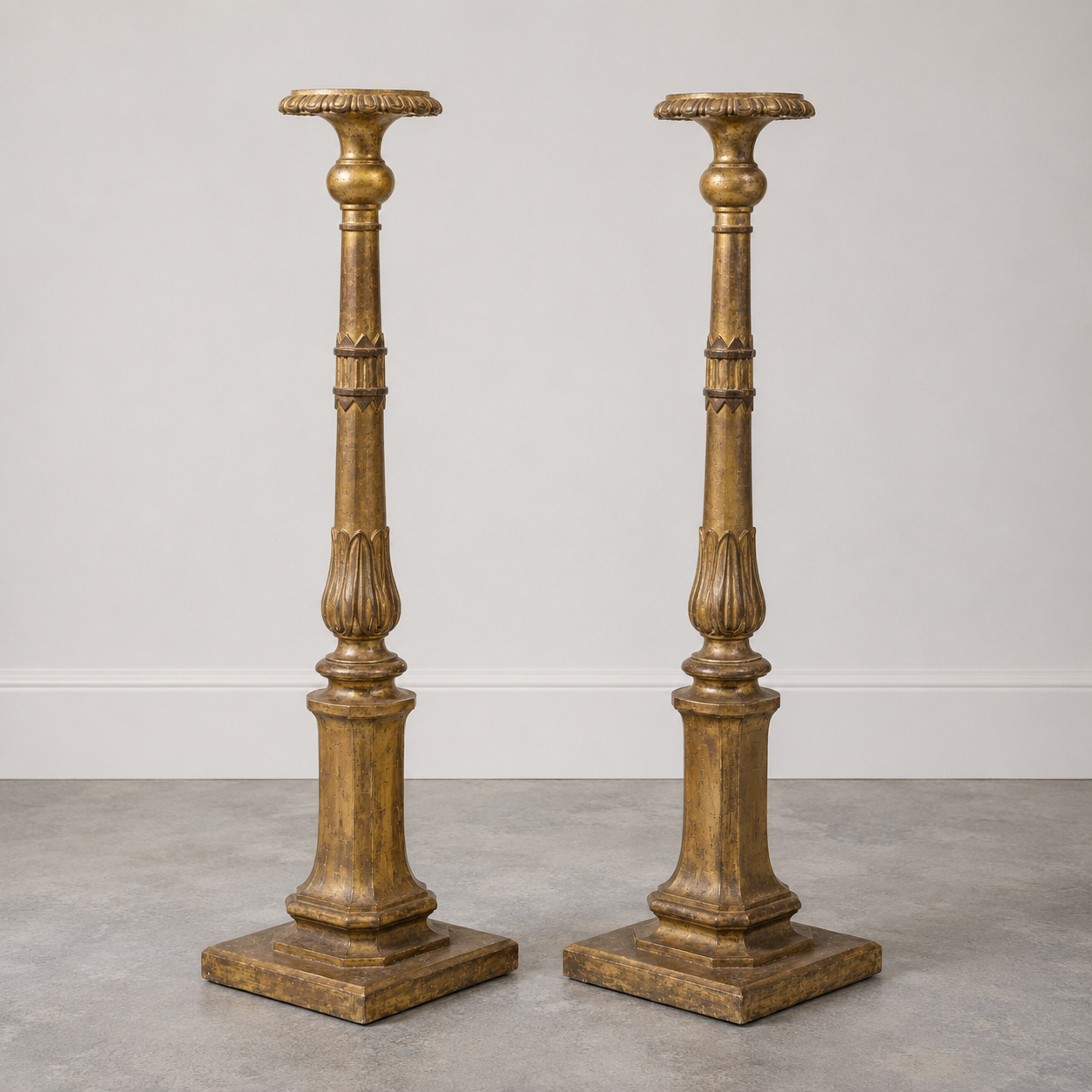 Pair of Regency Carved Gilt Wood Torchieres