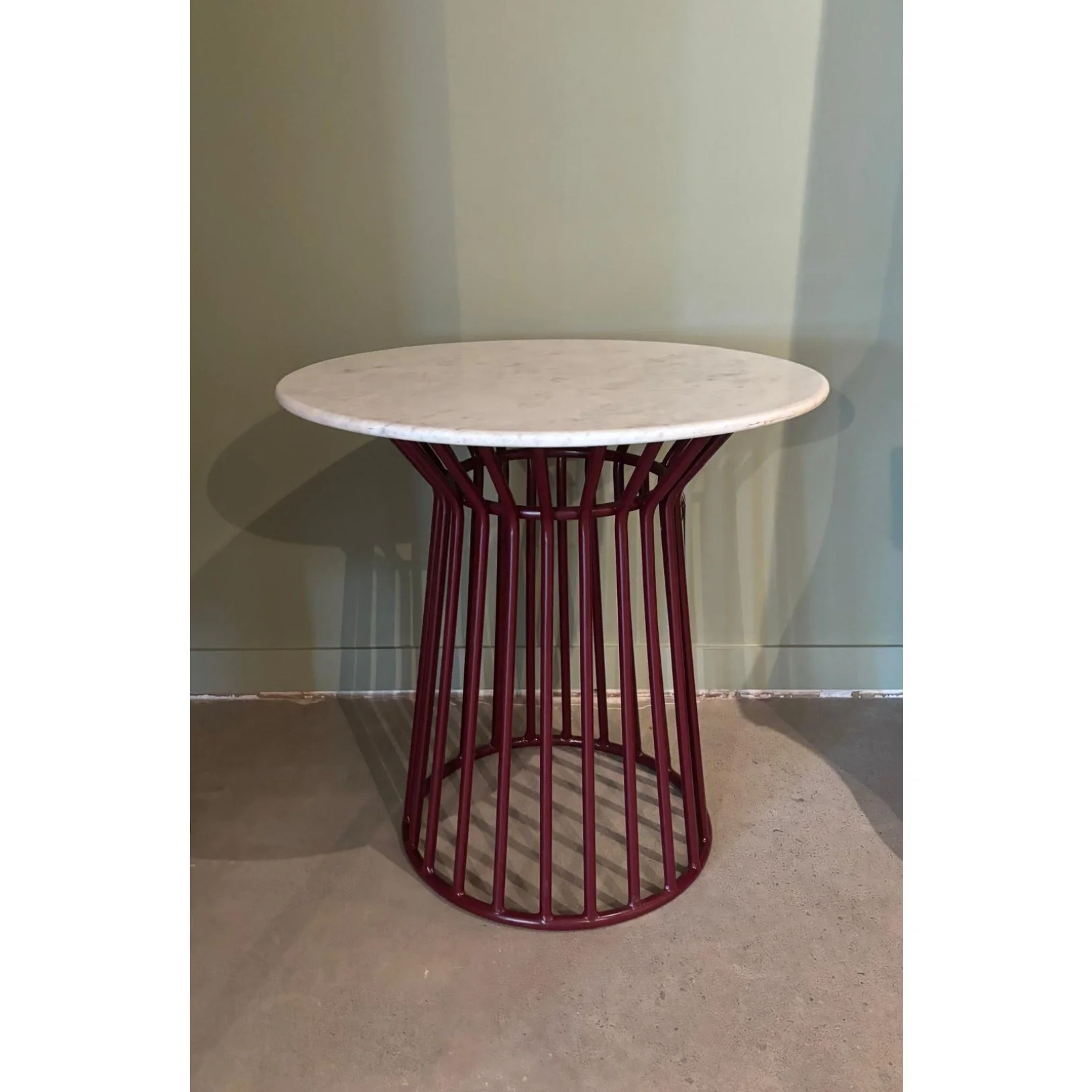 ContemporaryPowder Coated Iron Table Base with Vintage Italian Marble Top