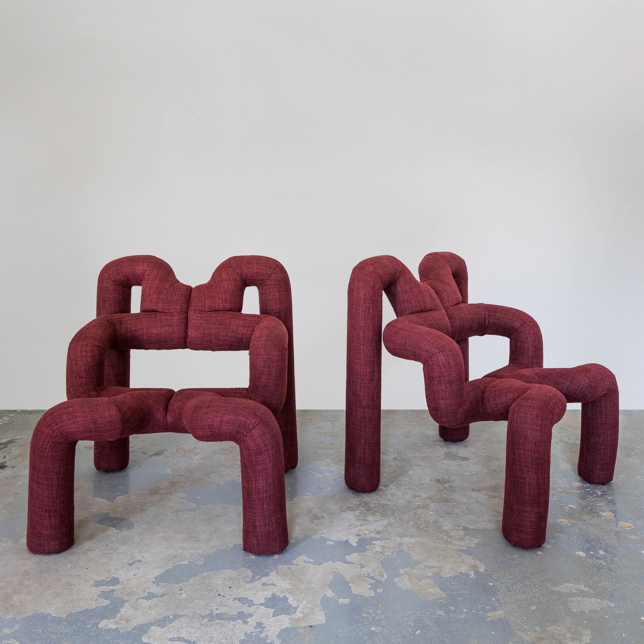 Pair of Vintage Extreme Chairs Upholstered in Loro Piana