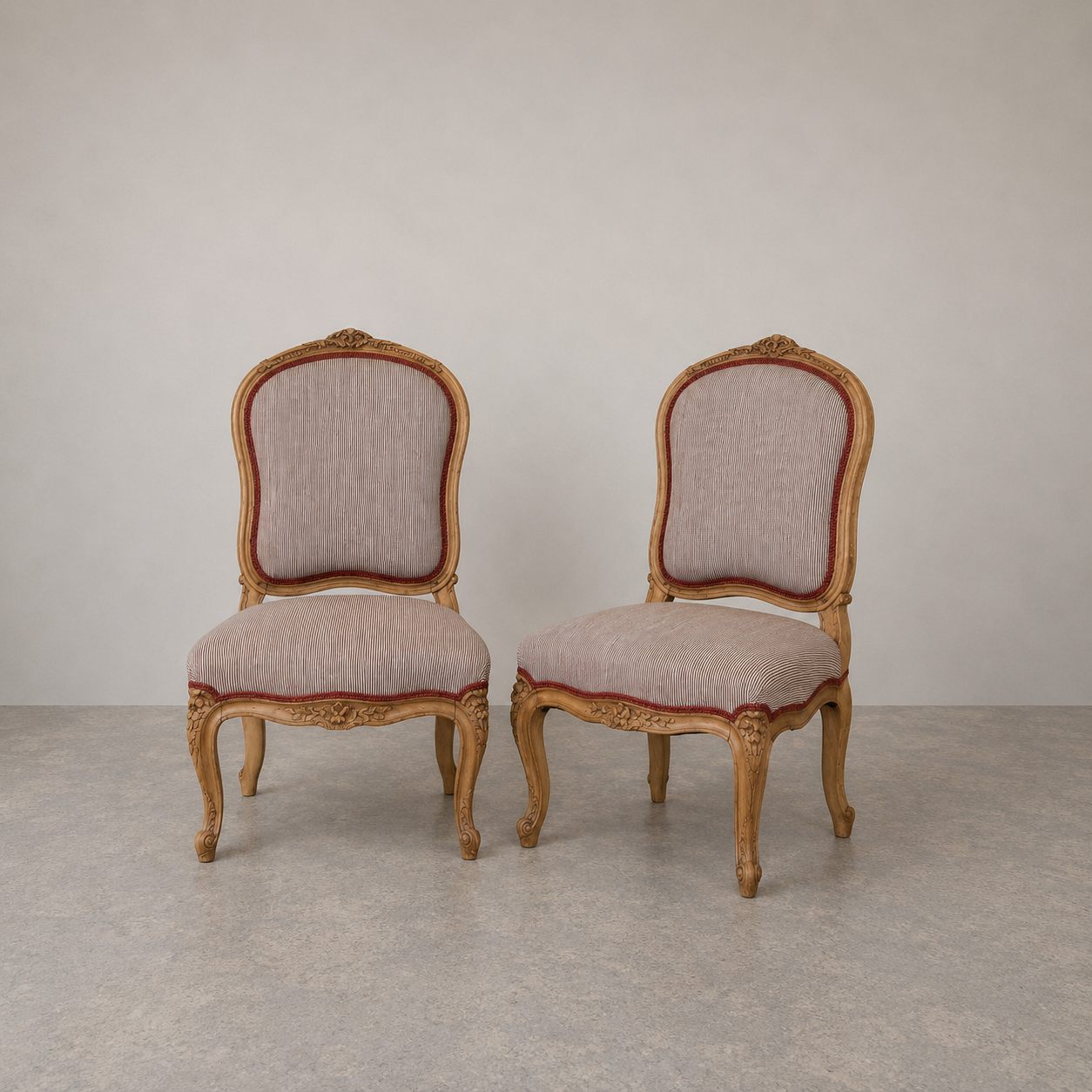 Pair 19th Century French Slipper Chairs With Lora Piana Fabric