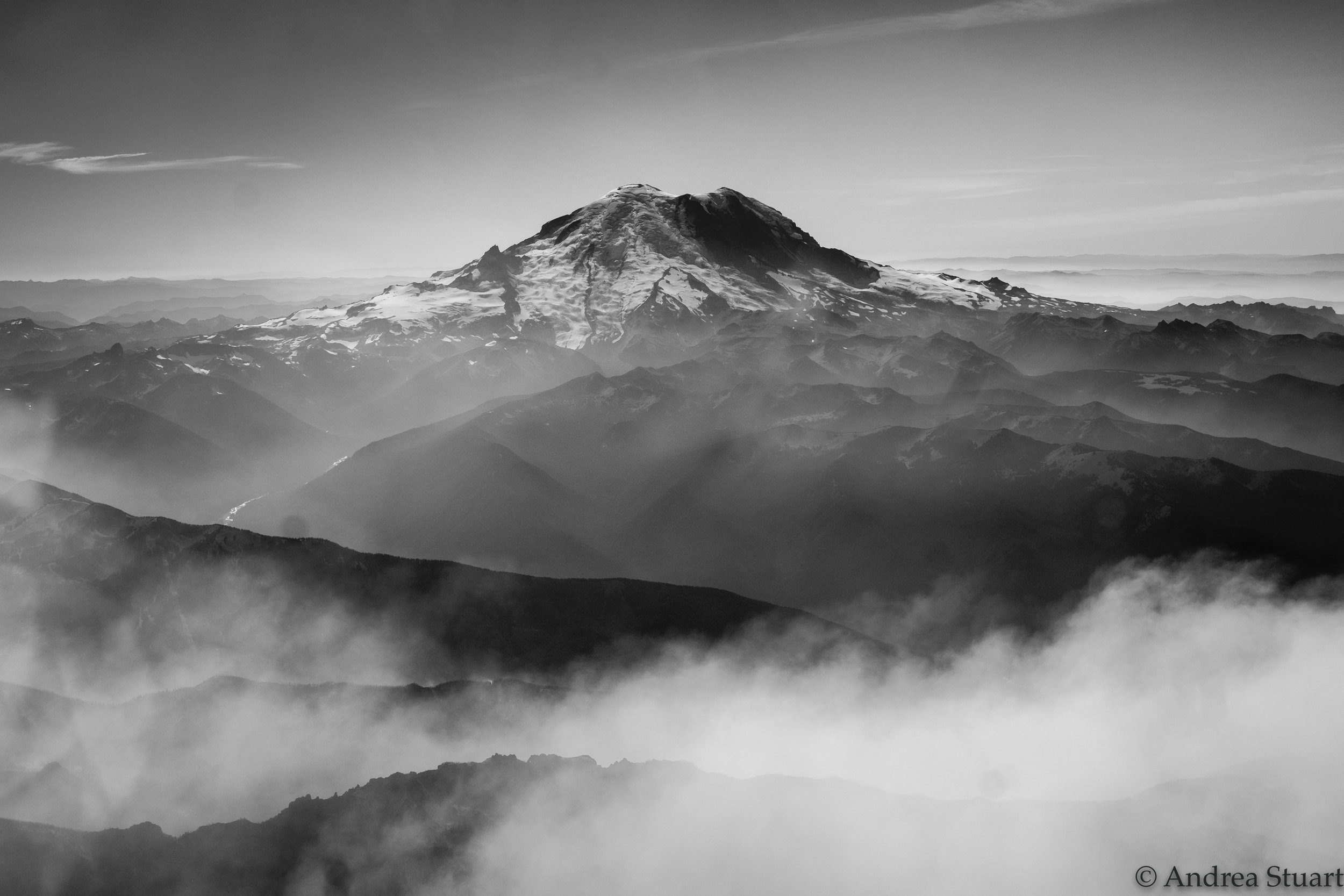 Mount Rainier Smoke and Clouds