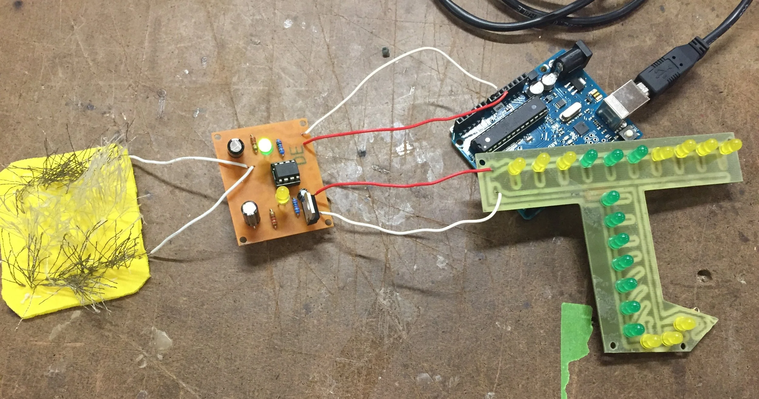 Stroke sensor turns on the letter