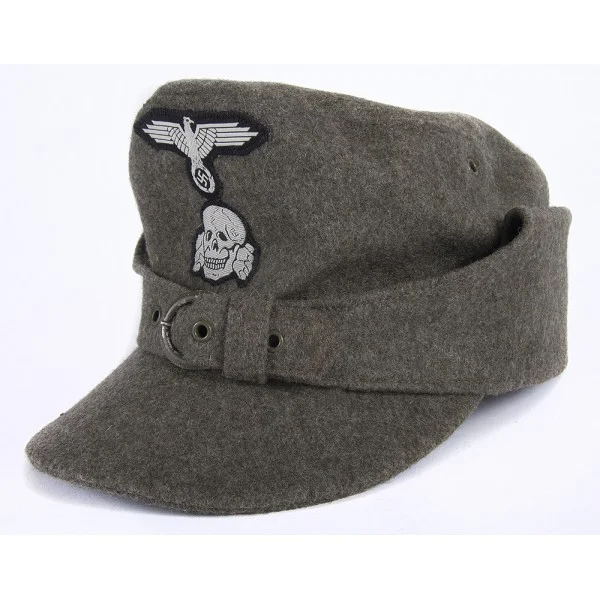 WAFFEN SS EM FELDGRAU WOOL M43 FIELD CAP WITH BUCKLE FRONT VARIANT