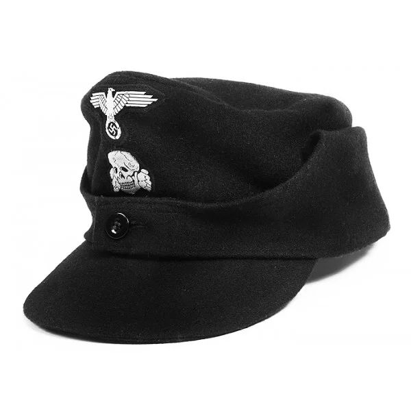 WWII GERMAN WAFFEN SS BLACK PANZER M-43 “MICHEAL WITTMANN” SINGLE BUTTON FIELD CAP