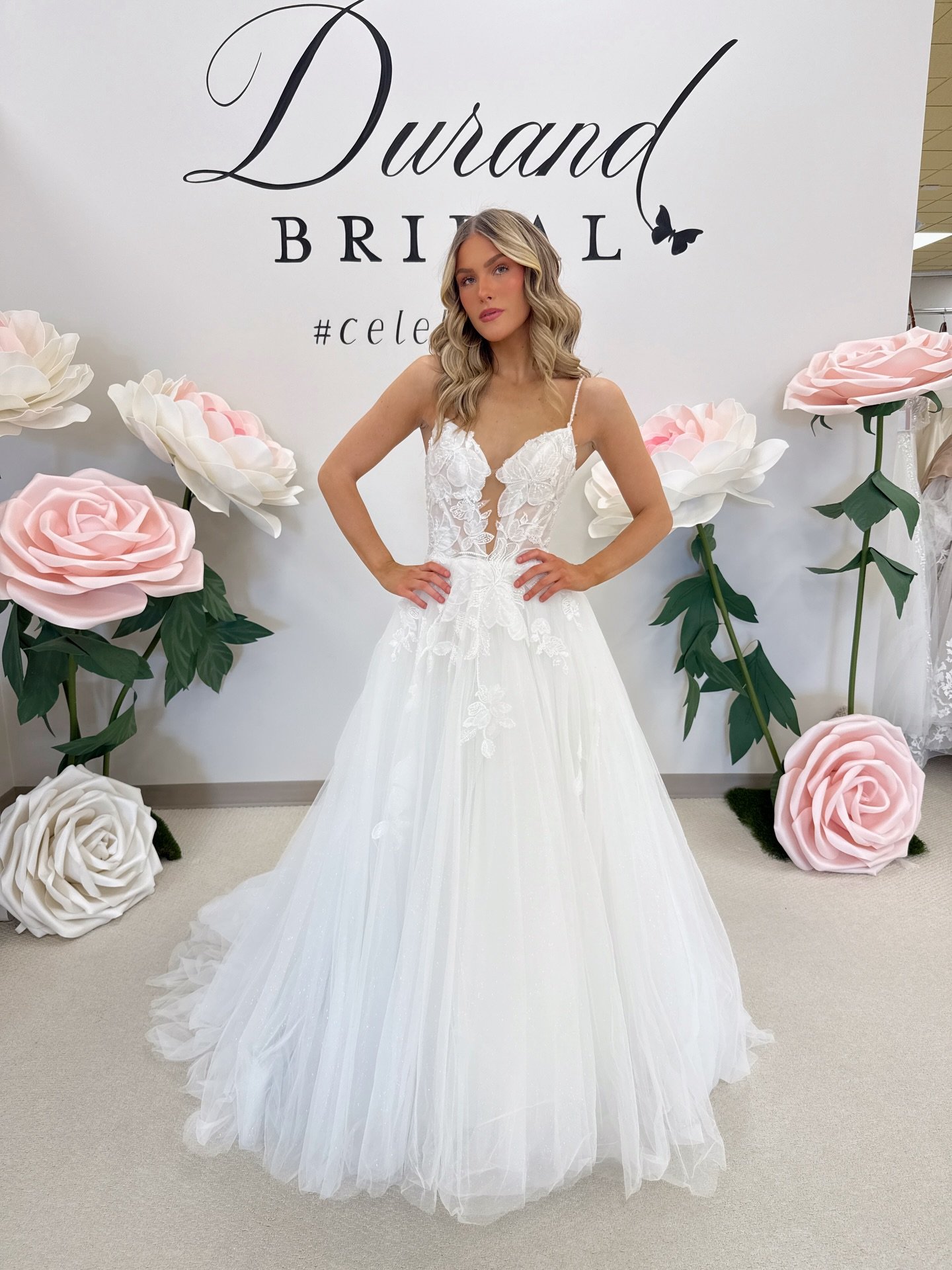 Meet the beautiful Aubrey gown by @martinthornburg ✨

This wedding dress features floral appliqu&eacute;, subtle sparkle, and the dreamiest full skirt. What more could you want?! 

#weddingdress #weddinginspiration #calgaryweddings #bridetobe #durand