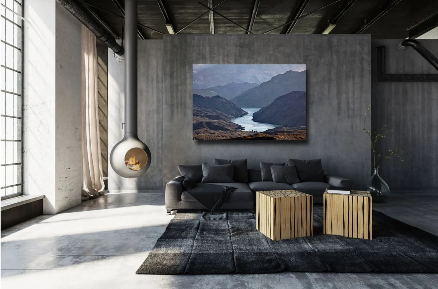 CO River in Dark Grey Living Room