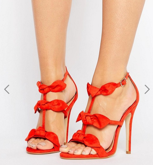 Public Desire Bow Tomato Red Heeled Sandals