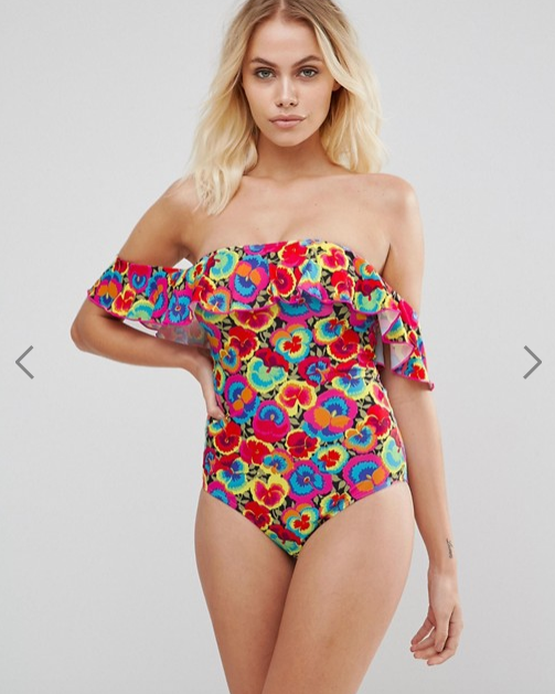 Warehouse Pansy Pop Bardot Swimsuit