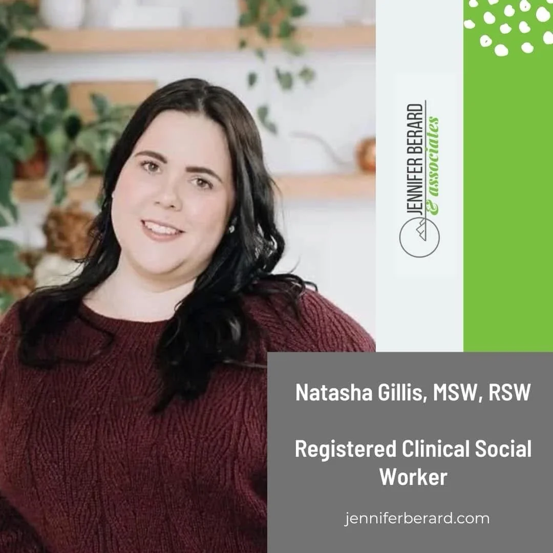Natasha Gillis, MSW, RSW is a Registered Clinical Social Worker who believes that while we are all doing our best, there are times when extra support can make all the difference.

She works with adults, couples, children, and families using an integr