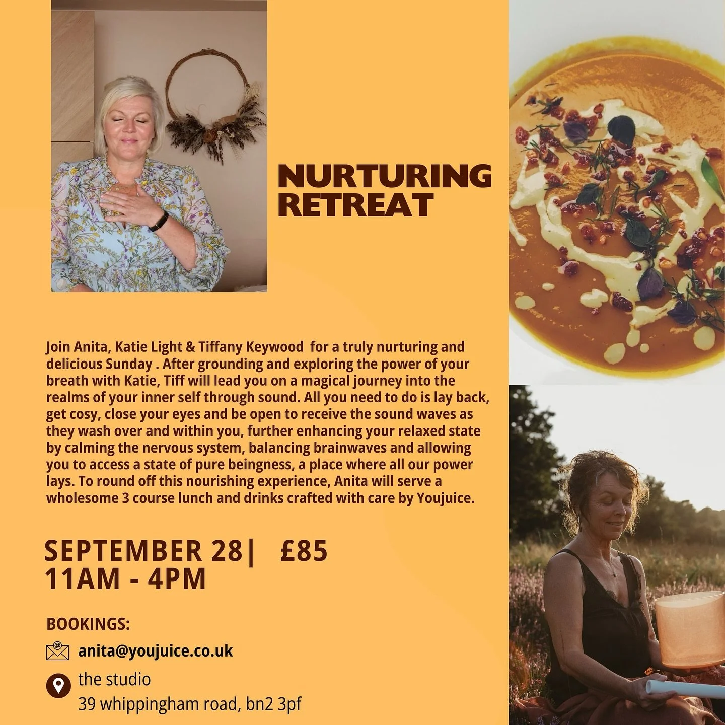 Embark on a transformative journey this Autumn with @sacred_harmonics and @katielightwellness as they guide you through a day dedicated to self-discovery, healing, and connection. Tiff, with her two decades of experience in the realm of sound, invite