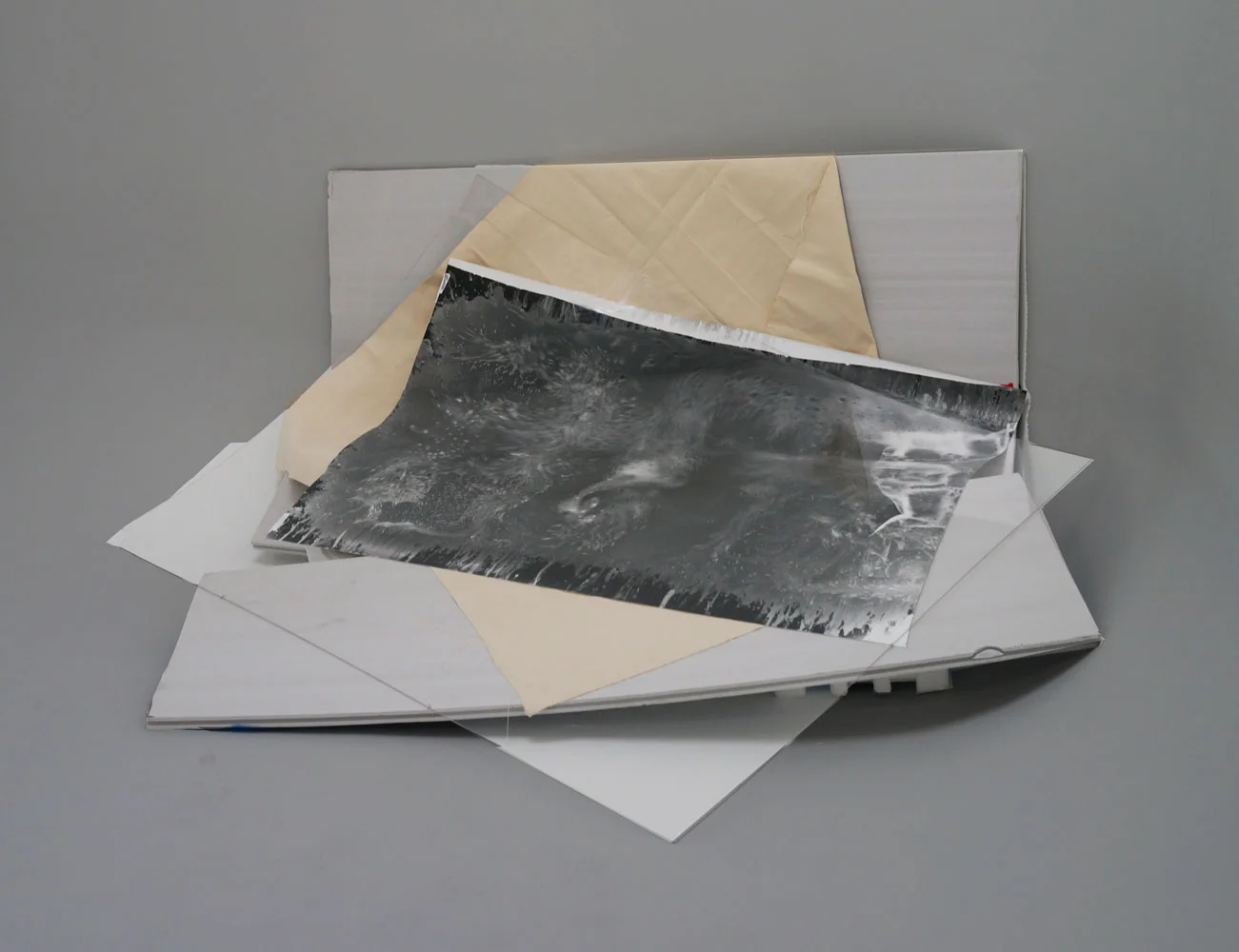  aerial view 3 (iteration 2) 2015 silver gelatin photogram on fiber-based paper, canvas, plexiglass, styrofoam Dimensions variable: H: 75 inches x W: 82 inches x D: 16 inches