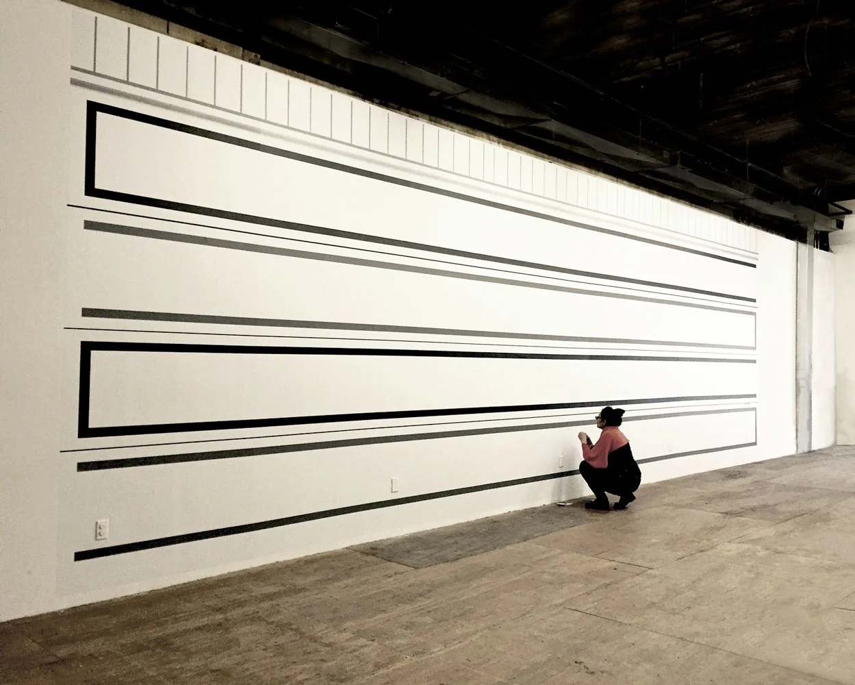 garage 5 (extended) 2015 archival pigment print on vinyl H: 140 inches x W: 410 inches (dimensions variable) Street View Rear Window installation view at Participant Inc. NYC