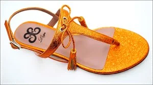 T-Strap orange sandals