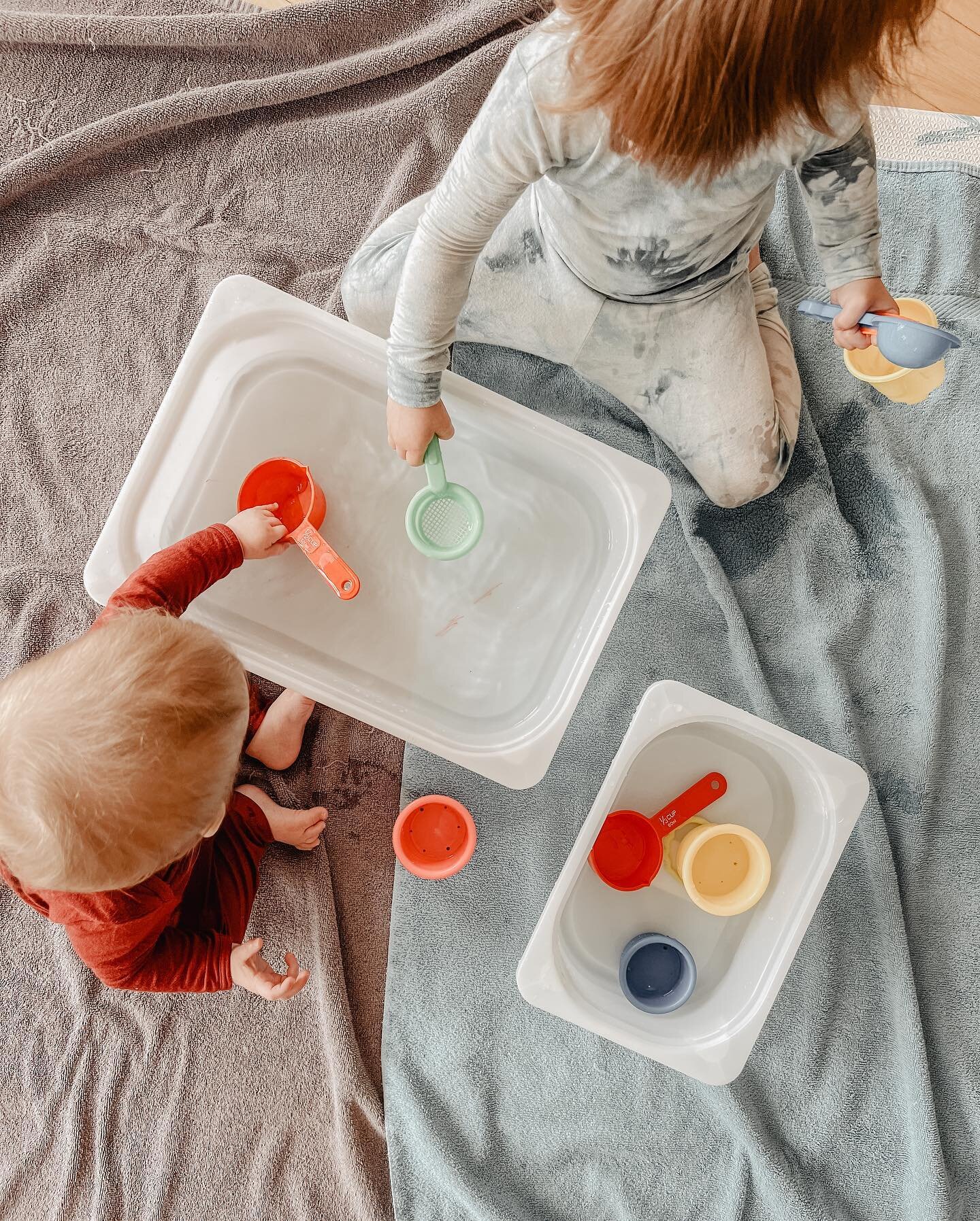 Just a reminder that sensory play doesn&rsquo;t need to be fancy or beautiful - it can be towels on the ground and pjs and measuring cups, bath toys and old beach toys in containers full of water. 

It&rsquo;s about exploring their senses, that&rsquo
