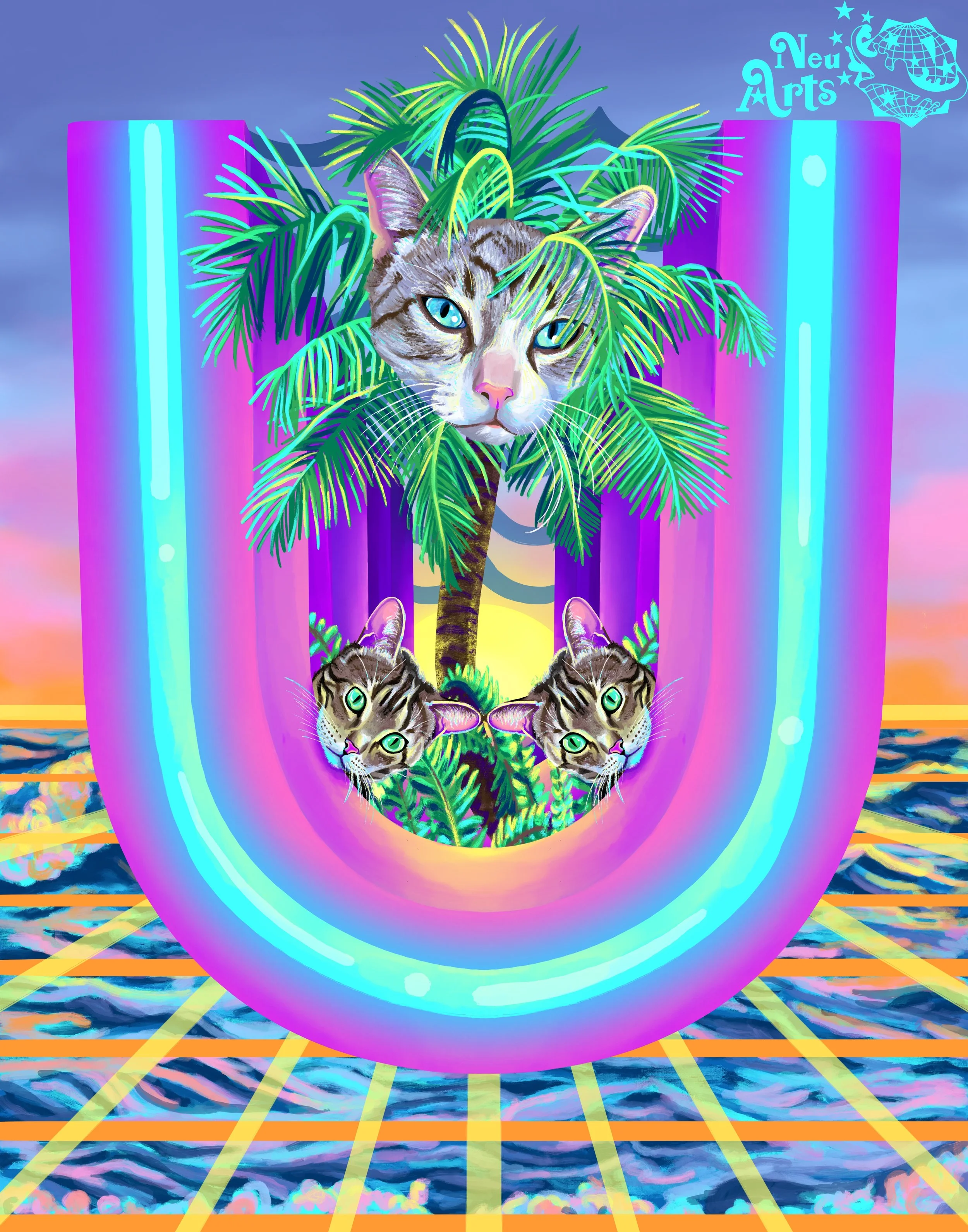 Neon Summer Pet Portrait  