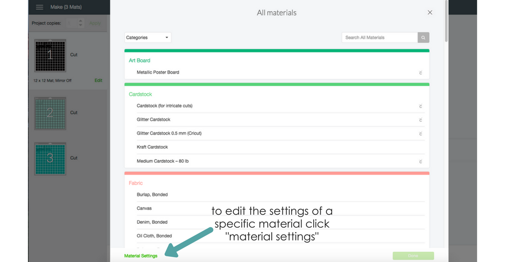 Cricut Design Space 3 Custom Materials