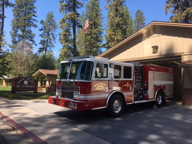 Engine 1 responds out of Station 1 and is staffed by a minimum of 2 firefighters 24/7 and is often supplemented by an intern. Station 1 is a joint staffed station meaning there is one Grass Valley City employee and one Nevada County employee on shift each day. Engine 1 carries a full set of vehicle extrication equipment (Jaws of Life), low angle rope rescue equipment and a small compliment of swift water equipment in addition to firefighting and medical equipment. Engine 1 is a 2016 KME Servere Service Type 1 fire engine with a 1500GPM pump and 500 gallons of water.