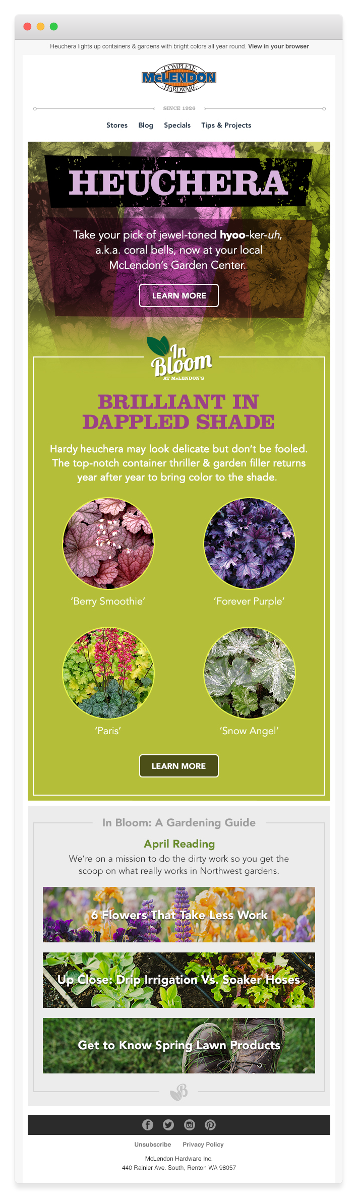 Plant of the Month Email with a Garden Guide Subfeature