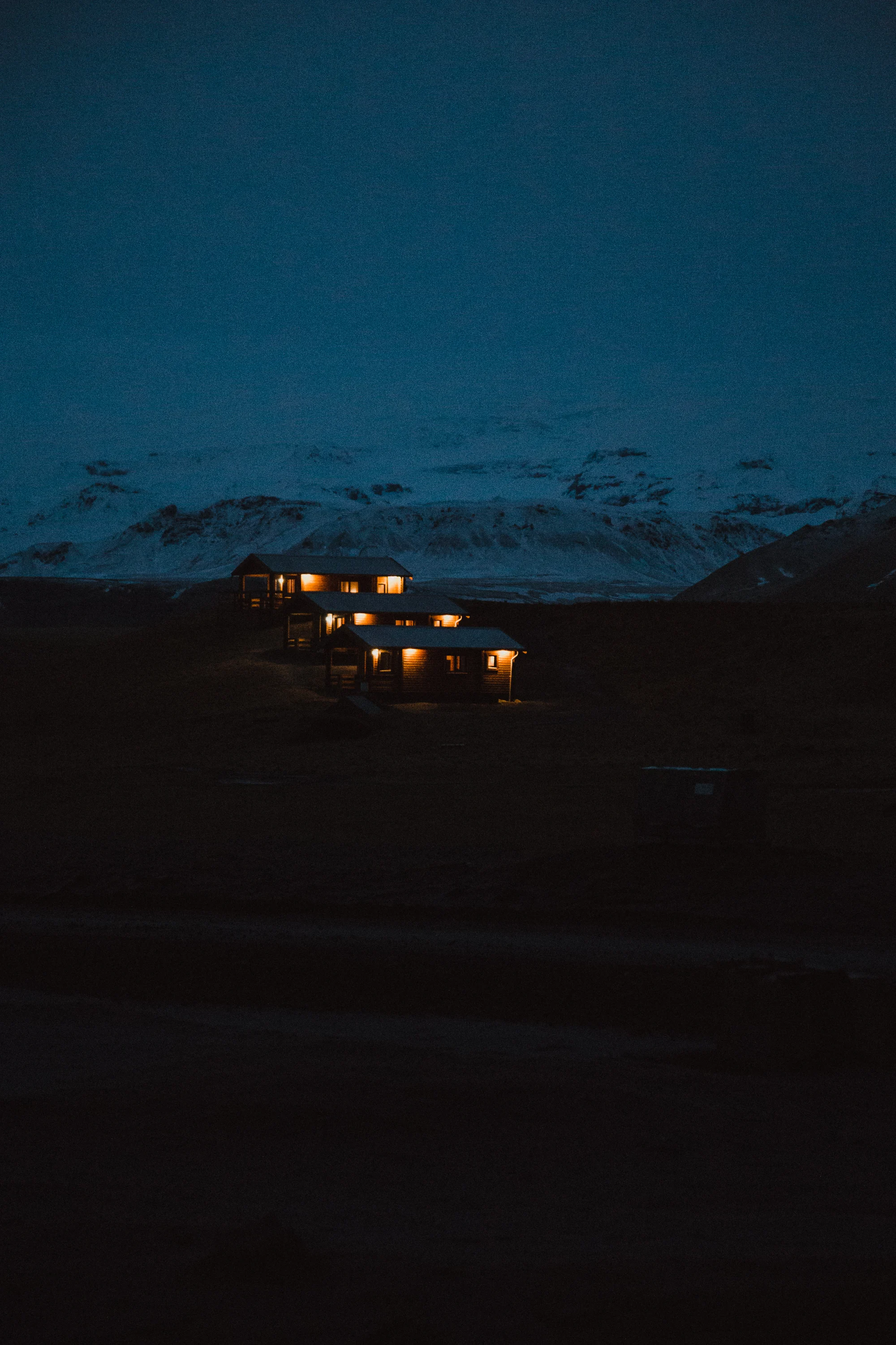 The cabins were so beautiful in the dark.