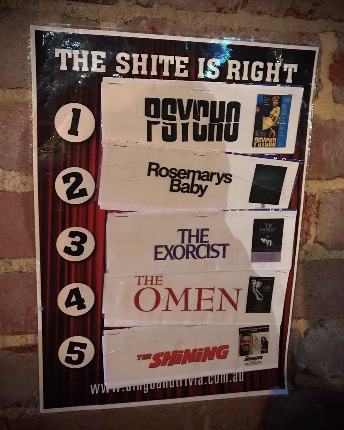 We&rsquo;re back again tonight for more trivia and of course, THE SHITE IS RIGHT!
Last week we had Classic Horror Movies. What will this weeks theme be? Find out 7:30pm at @theocpublicbar - 87 Poath Road, Murrumbeena (Directly under Hughesdale Statio