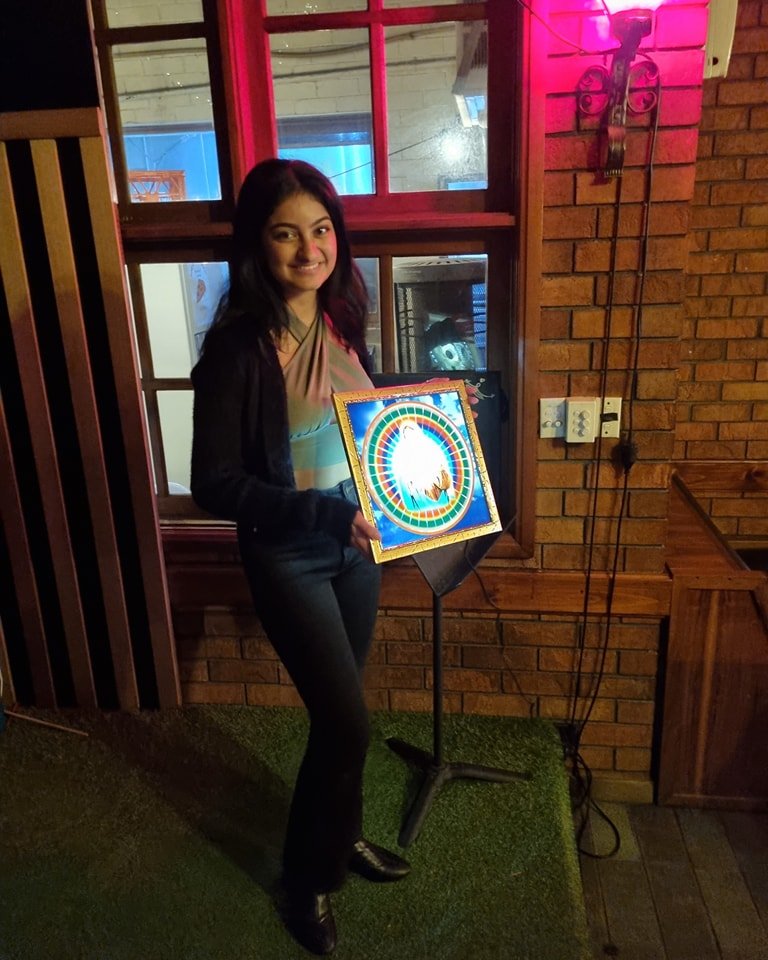 Last week's lucky winner of the religious disco lamp, at Compass Pizza!!! New lamp in the house this week, plus great prizes that you can either drink, or trade for alcohol or pizza!! Perfect chilly Thursday night activity! Starts at 7 30, book your 