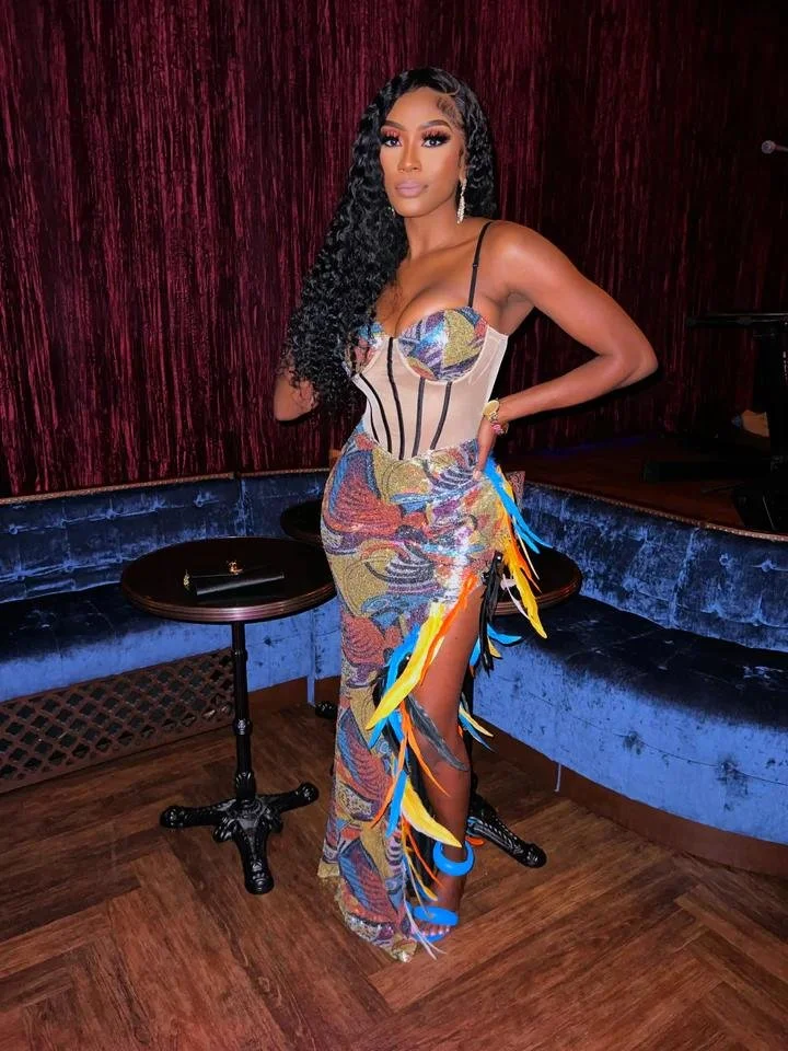 Red carpet feather dress