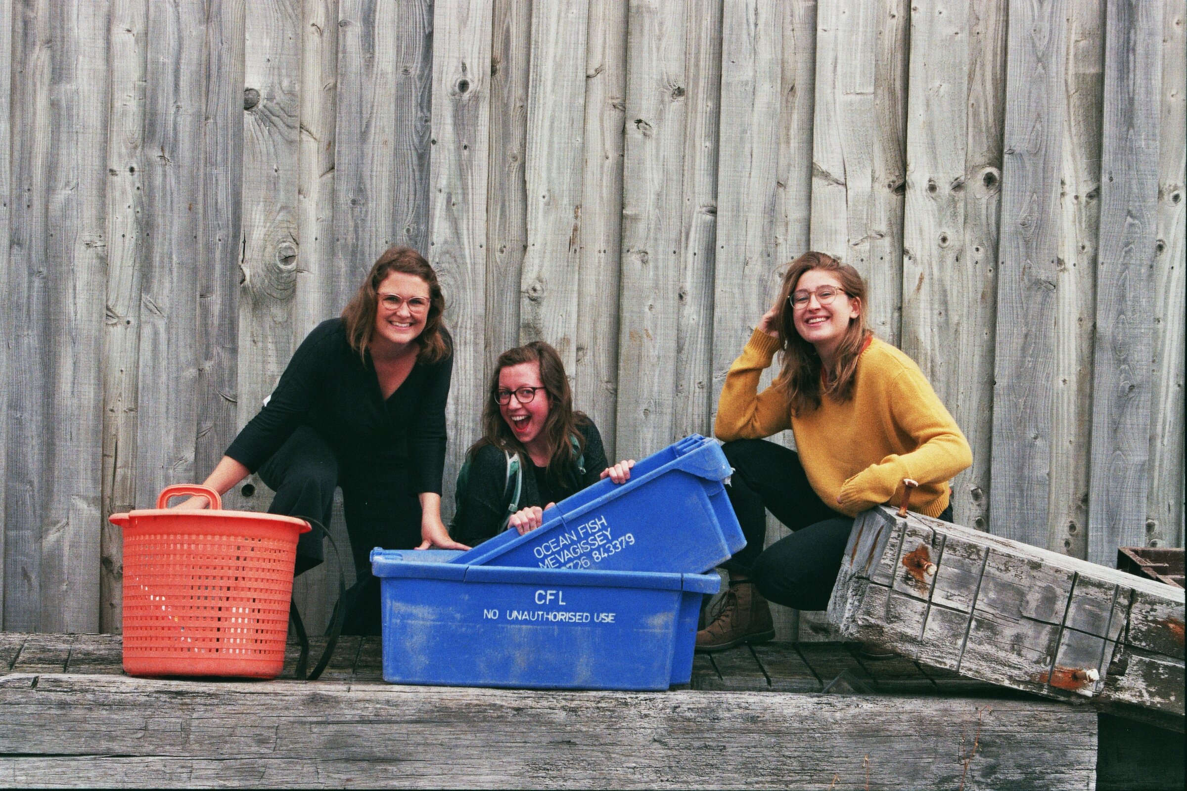 MWC’s Harriet (Project Manager), Sara (Policy Projects Manager), and Sophie (outgoing Communications Intern) having some fun in Newlyn, Cornwall. 📷: Noa Leach.