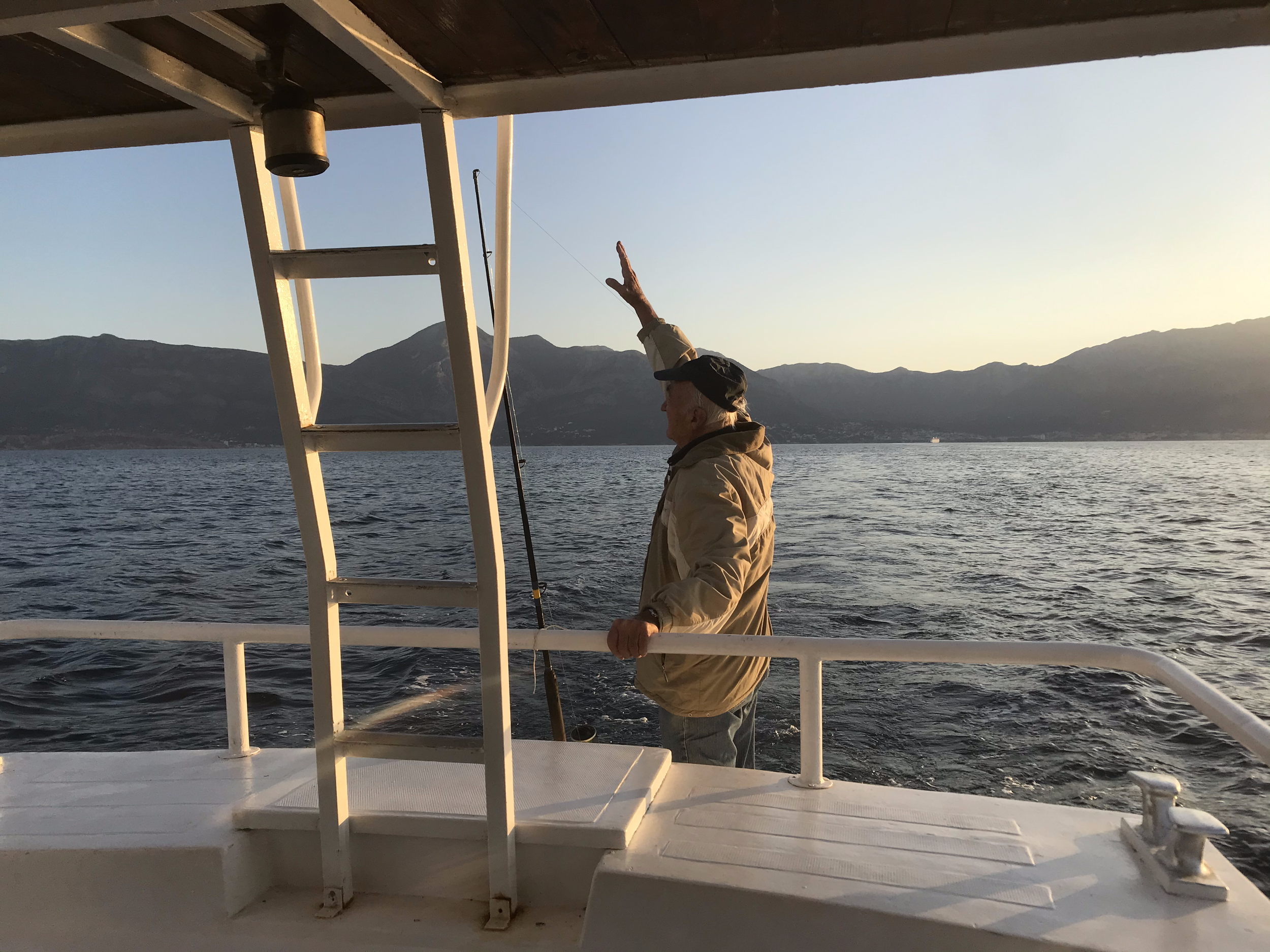 Fishing from our research boat in Bar, Montenegro. Photo by Elle Sibthorpe.