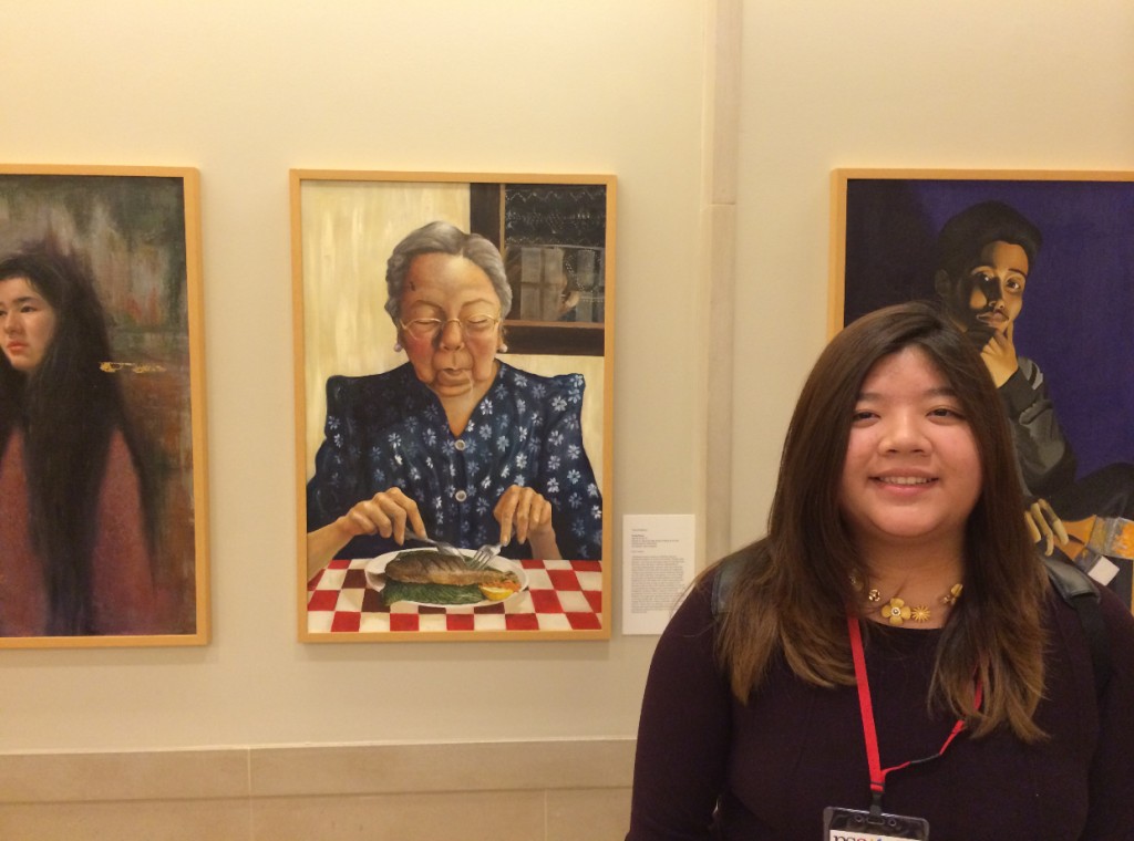 Artist with her work. Ysabel Simon’s work was included in P.S. Art – a yearly juried exhibition that showcases the best creative work of students from prekindergarten to grade 12. This year, P.S. Art had 1,205 submissions from all 5 boroughs of New York: the works included paintings, photographs, collages, mixed media work, and sculptures. P.S. Art exhibition is staged annually at New York Metropolitan Museum of Art (The Met).