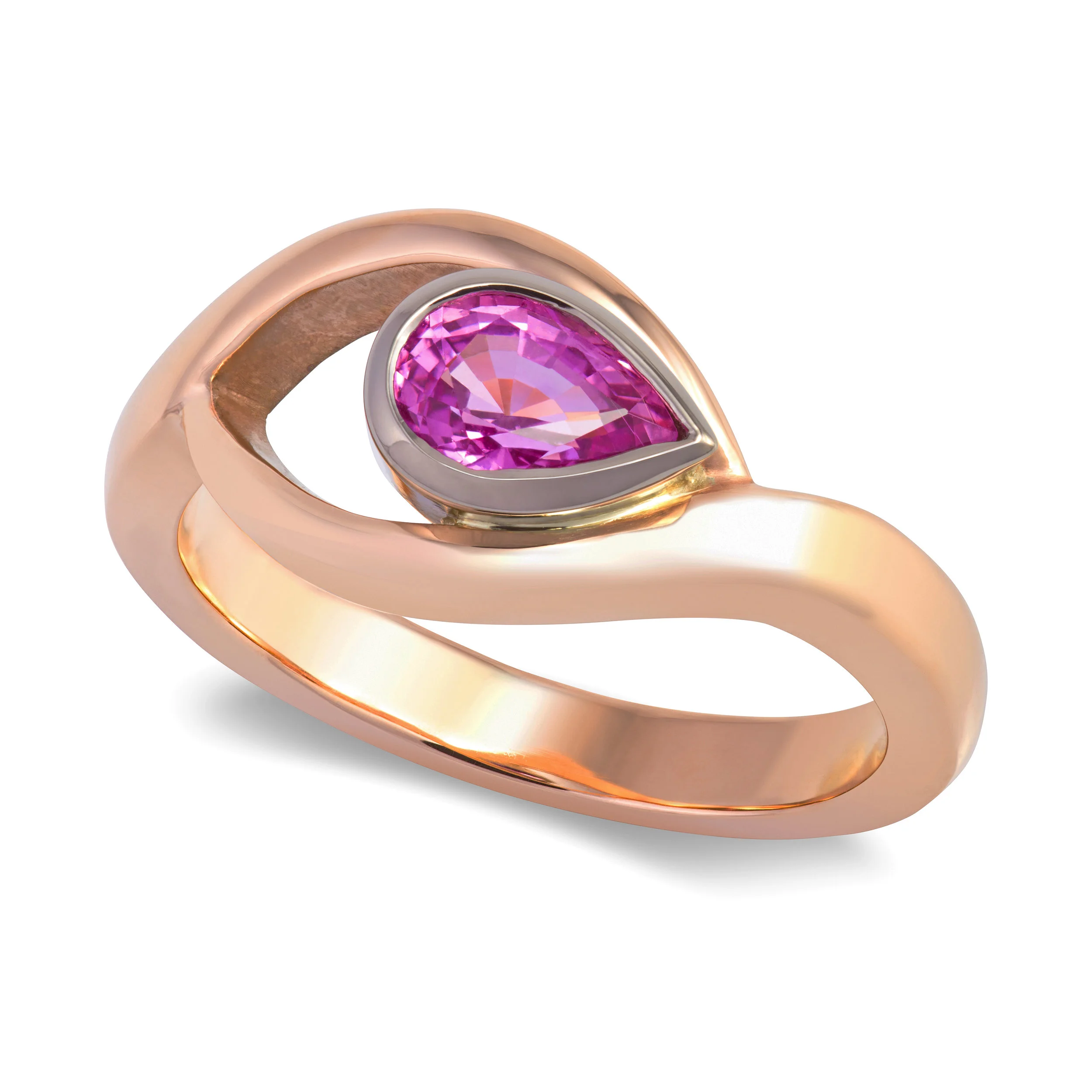 Bespoke 9ct rose gold and pink sapphire engagement ring commission