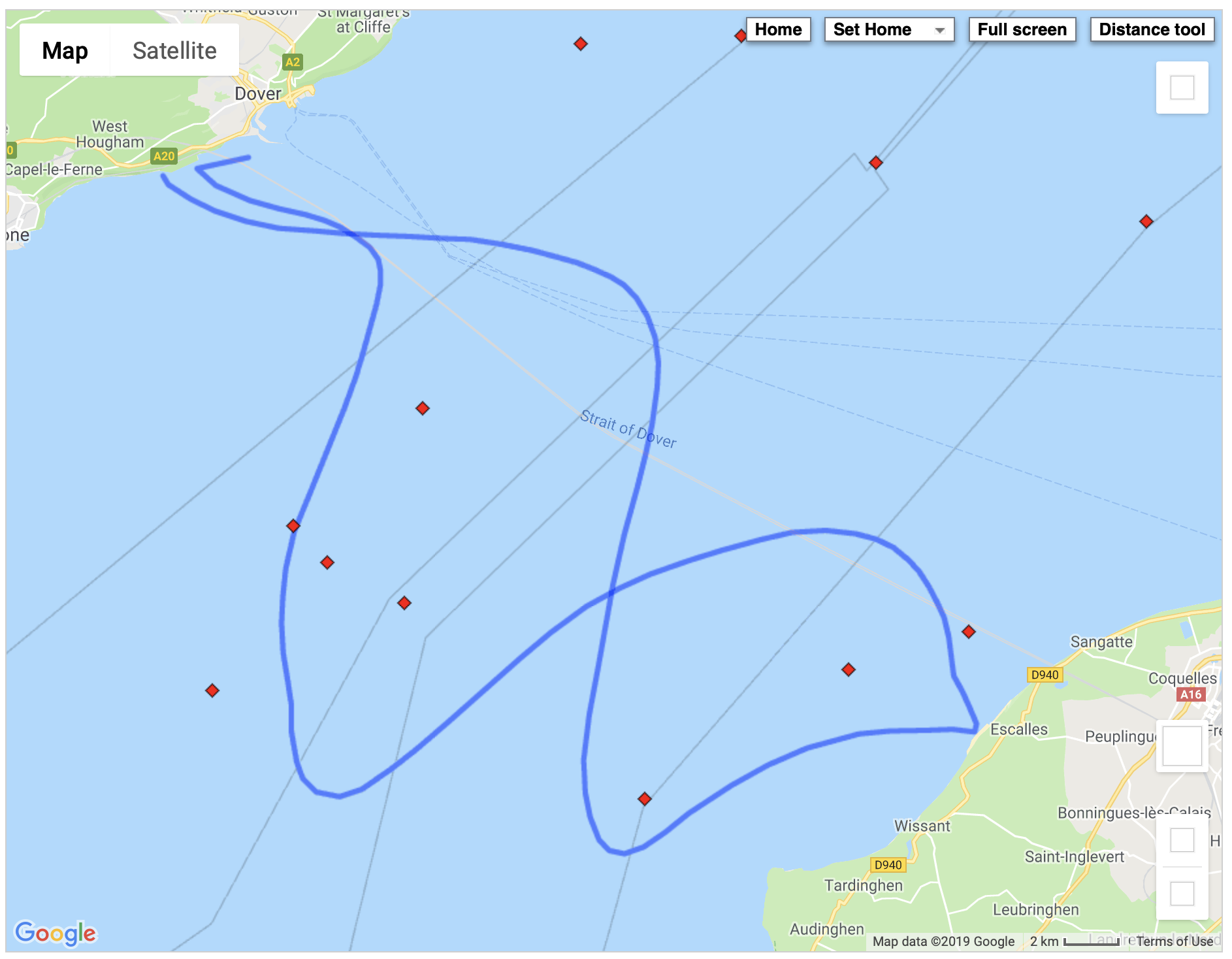 Whole track. Total swim time 32 hours 7 minutes