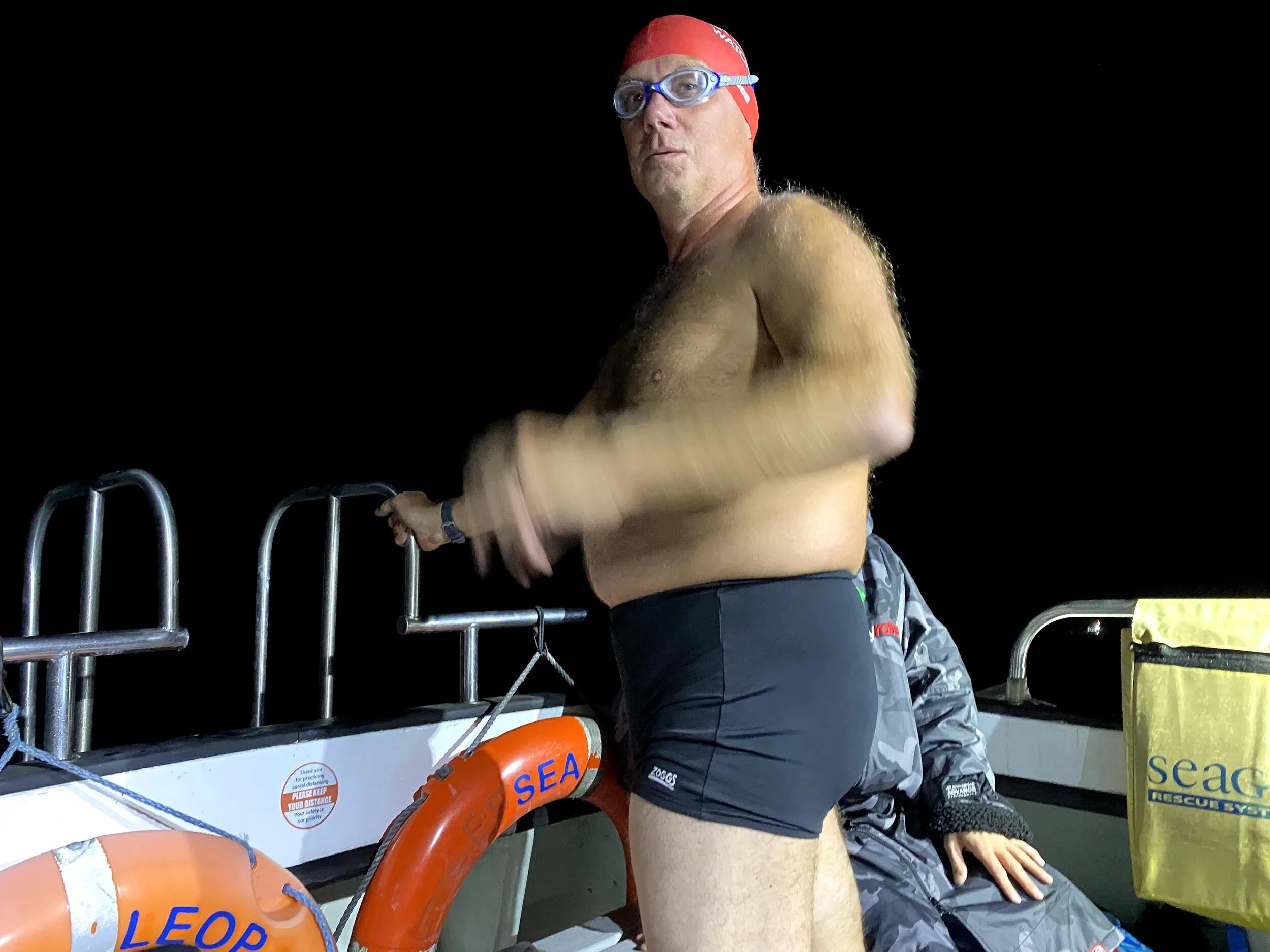 4.  Jon SoutheyJon is pretty familiar with the English Channel with 3 successful solos to his name and at least 3 relays now too.Like Kristen, he had a busy Sunday with a total of 3 hours swimming in the harbour during training!