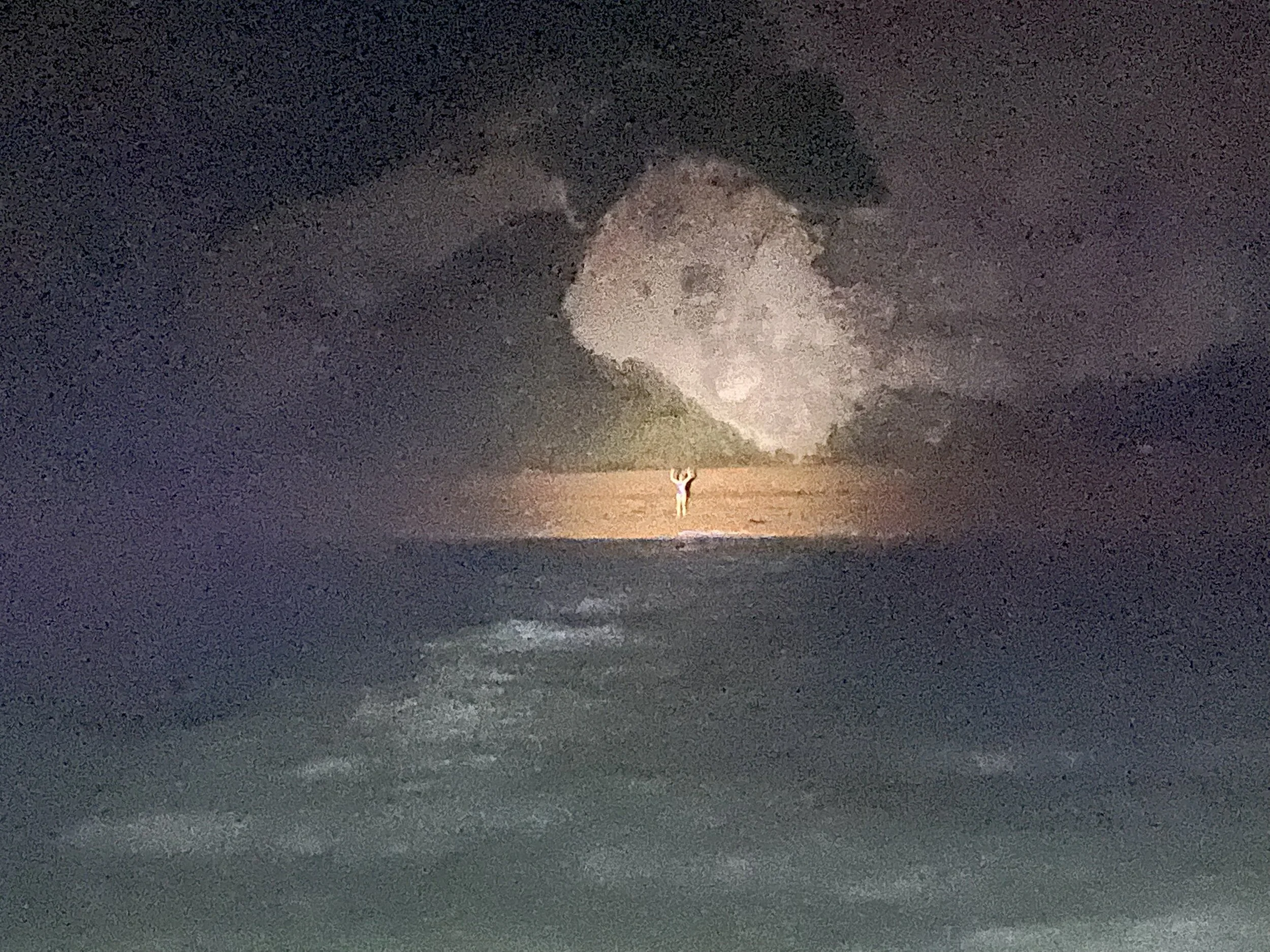 Arms raised, ready to start